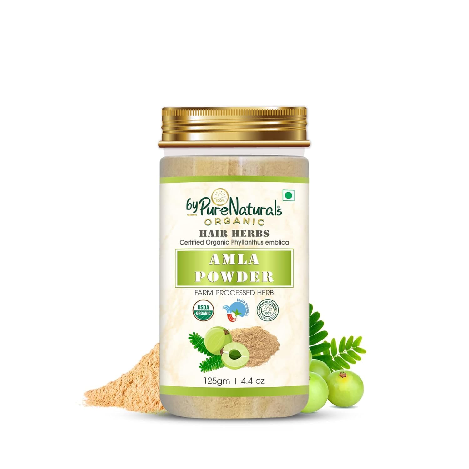 Organic Amla Powder 100% Natural | Phyllanthus Emblica (Indian Gooseberry) | Promotes Hair Growth & Healthy Skin | Face Care & Beauty | 125g for Smoothies, Hair Masks & Skincare Routines