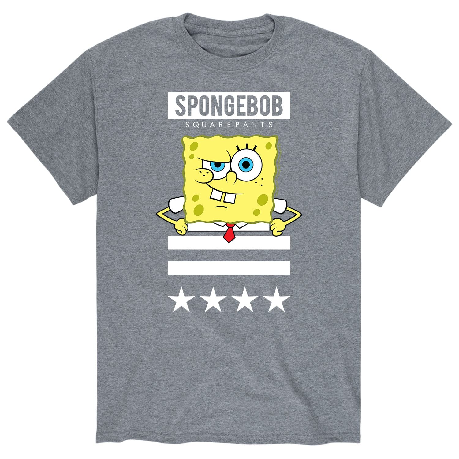 Spongebob Patriotic Men's Short Sleeve Graphic T-Shirt | Funny Cartoon Tee for Casual Wear & 4th of July Celebrations | HYBRID APPAREL