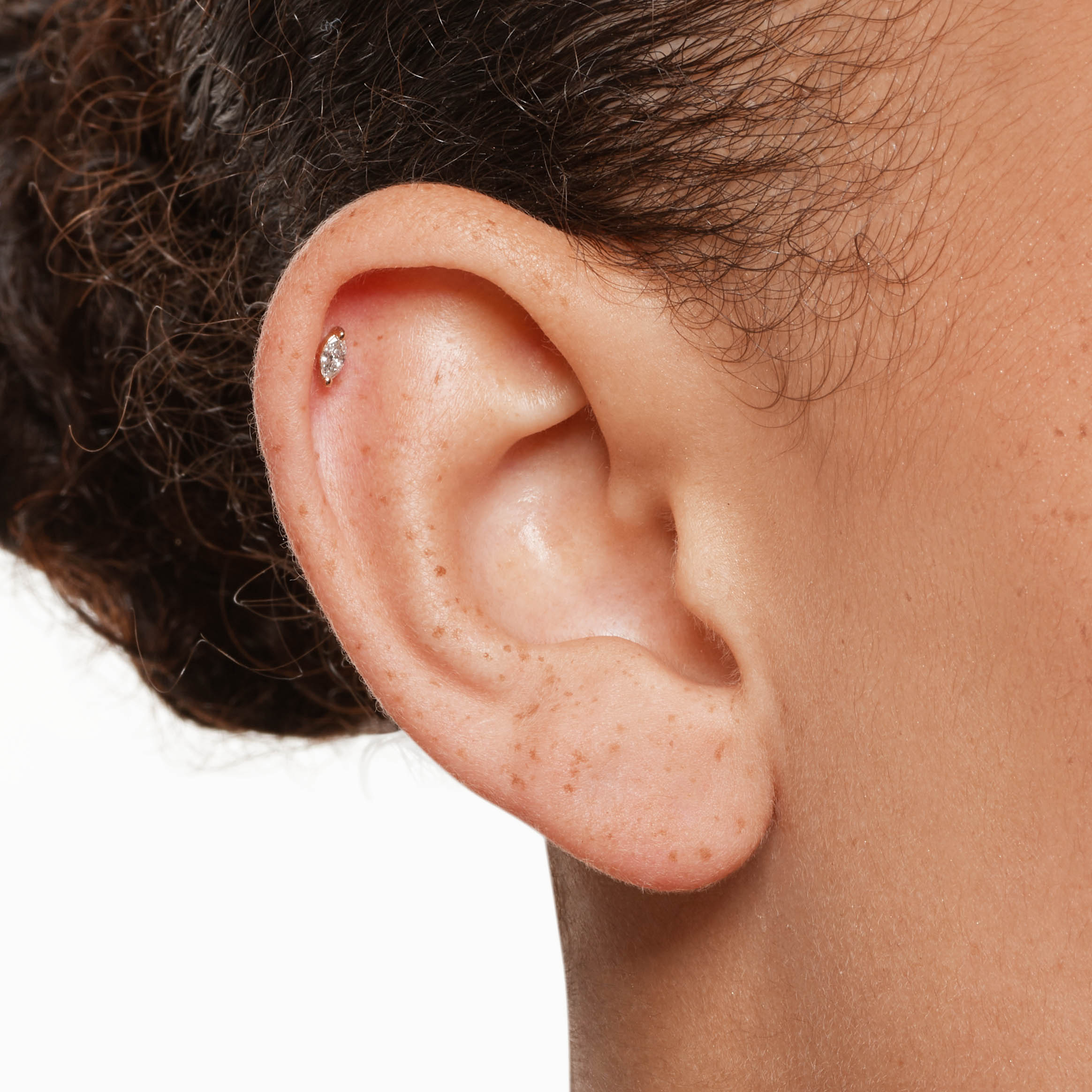 10k Gold Marquise Helix Single Stud Earrings with Lab-Grown Diamonds - Perfect for Everyday Wear, Date Nights & Special Occasions