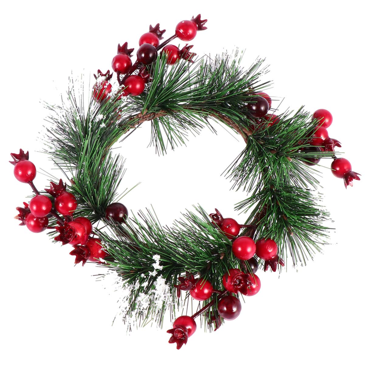 BESPORTBLE Traditional Christmas Advent Wreath Candle Holder with Red Berries & Pine Needles - Festive Holiday Table Decor for Home, Church & Office Celebrations (Red)