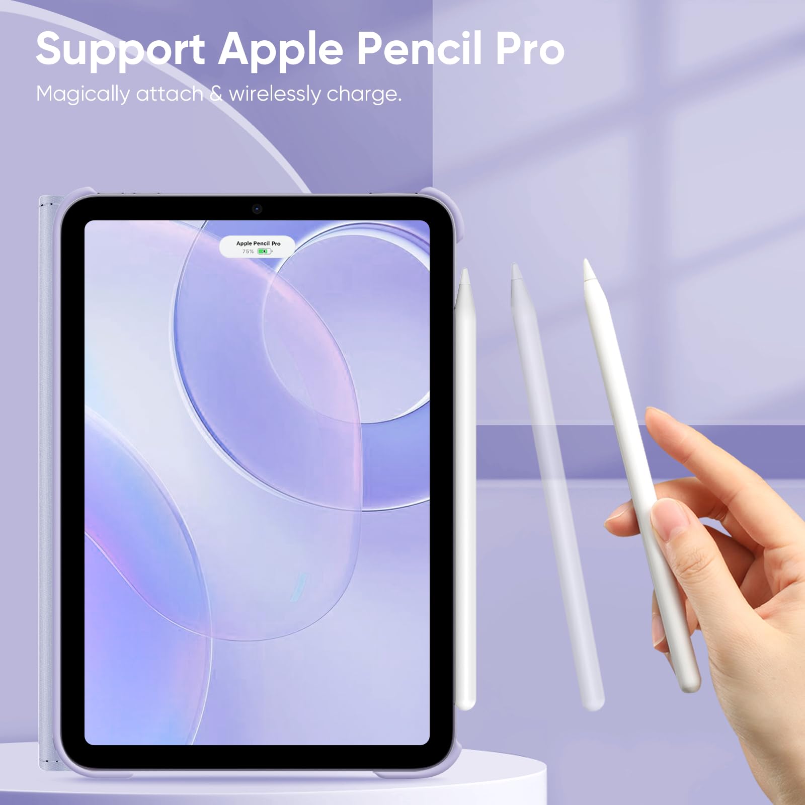 Fintie 360° Rotating Stand Case for iPad Mini 7 (2024, A17 Pro) & iPad Mini 6 (8.3 Inch) - Protective Cover with Auto Wake/Sleep, Swivel Holder, Lilac Marble Design - Perfect for Work, Study & Entertainment
