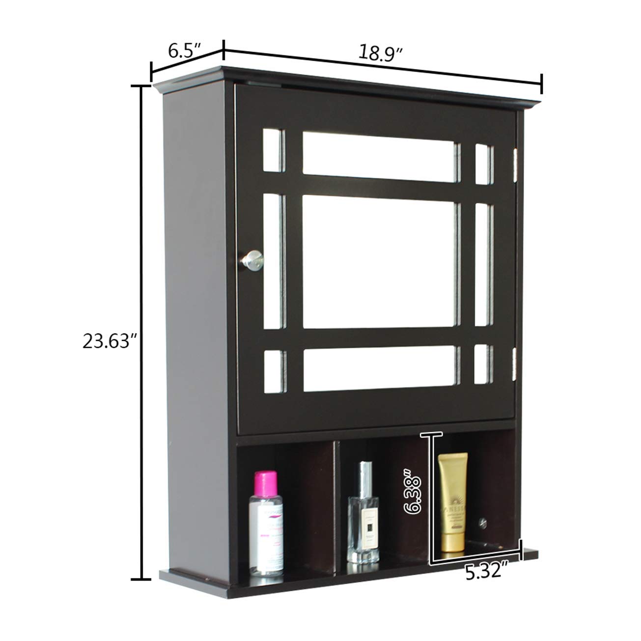 Modern Grey-Brown Single Door 3-Compartment Storage Cabinet - Bathroom, Kitchen & Entryway Organizer | Space-Saving Solution for Small Homes & Apartments | Perfect for Towels, Toiletries & Kitchen Supplies Storage