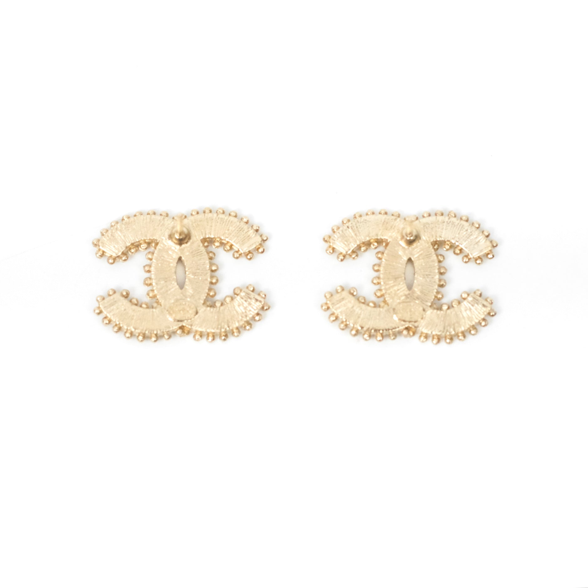 Chanel CC Beige Earrings 23K Gold Tone - Luxury Fashion Jewelry for Women, Perfect for Parties, Weddings & Special Occasions