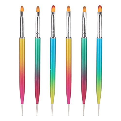 6-Piece Double Ended Nail Art Brush Set - Professional DIY Nail Painting Tools for Point Drill Drawing & Manicure Design | Perfect for Salon, Home Use & Nail Art Enthusiasts