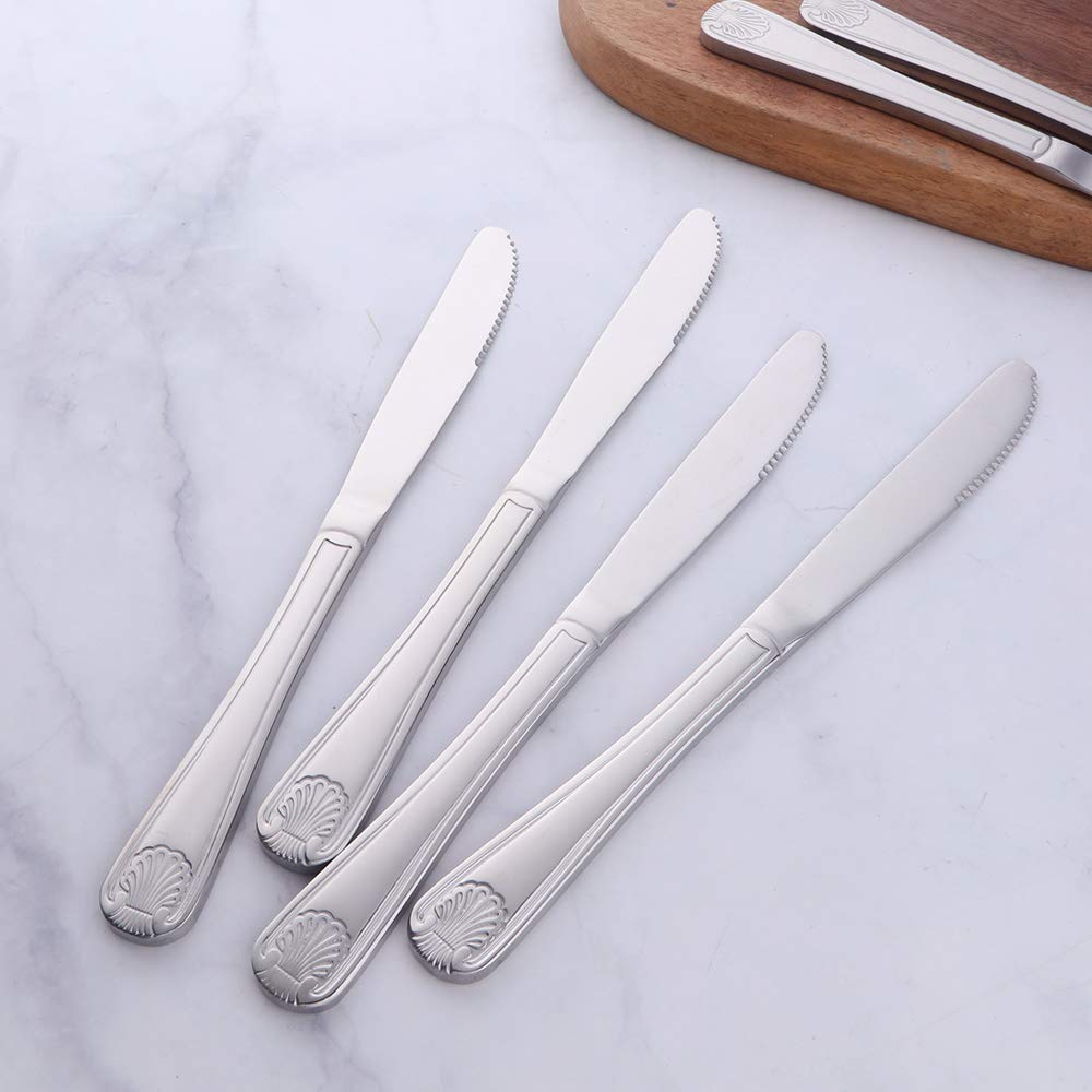 Meisha Toulouse 12-Piece Stainless Steel Dinner Knives Set - Mirror Polished Butter & Table Knives (8.94 Inches, Silver) - Perfect for Home Dining, Kitchen Essentials & Formal Dinner Parties