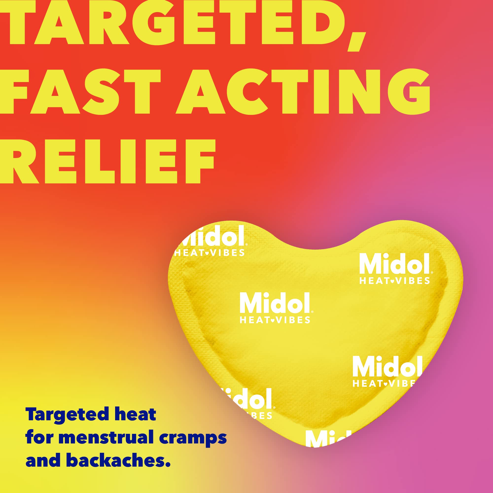 Midol Heat Vibes Menstrual Pain Relief Patches - 3 Pack for Period Cramps, Back Pain & PMS Relief | Soothing Heat Therapy for Women | Perfect for Work, School & Home Use