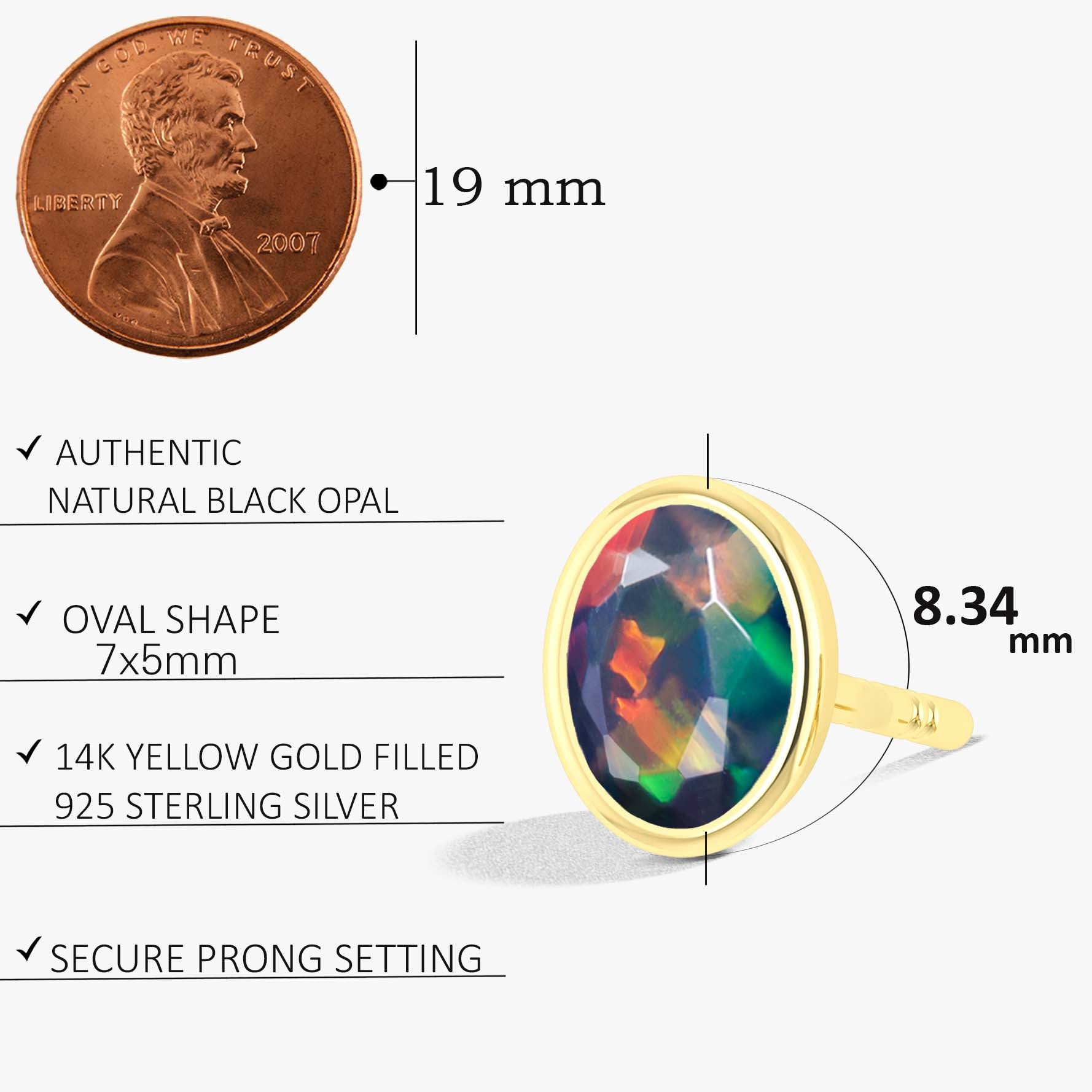 Black Multi Fire Oval Opal Stud Earrings for Women - Elegant Cubic Zirconia Earrings for Daily Wear, Parties & Special Occasions