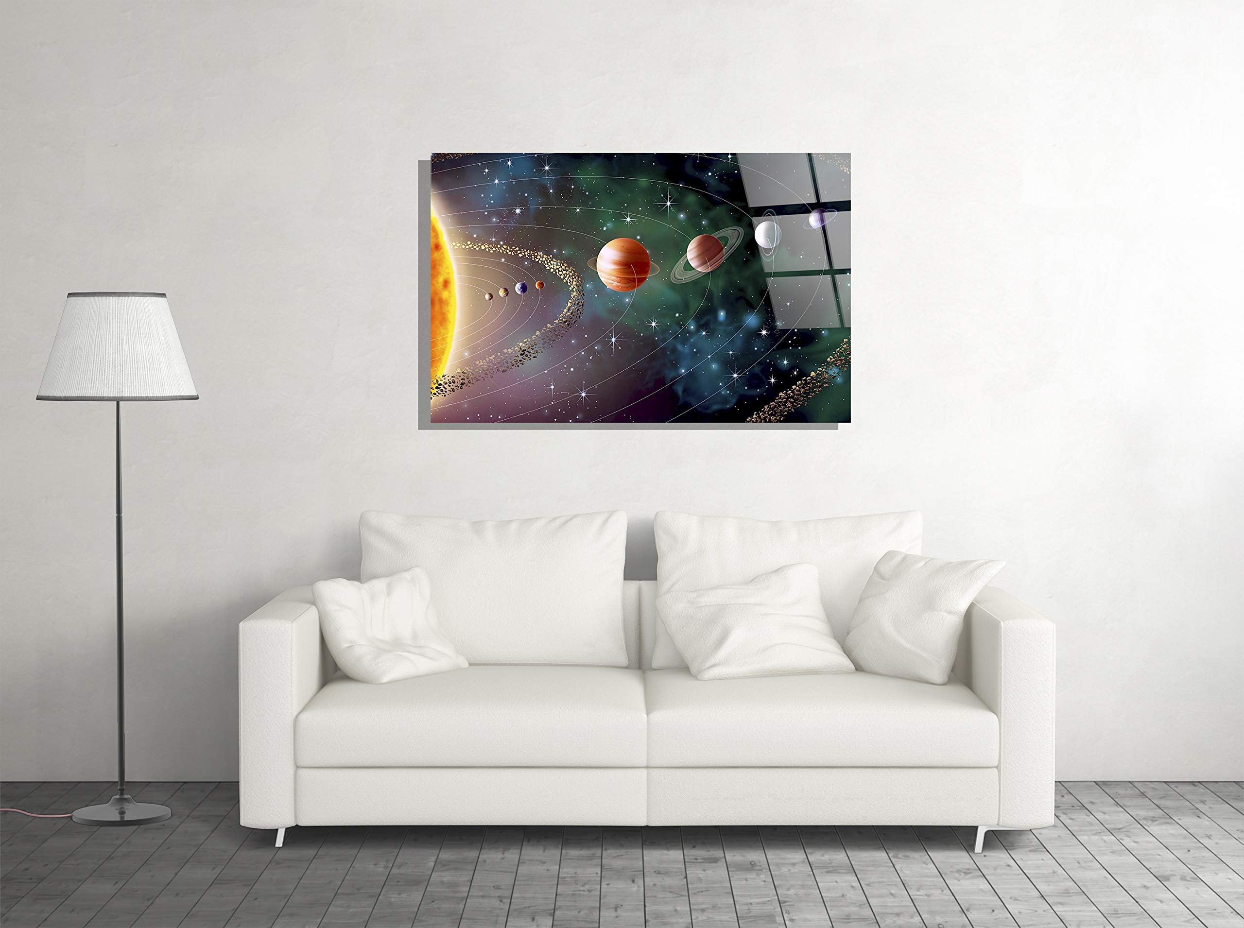 Solar System Planets Wall Art - Tempered Glass Space Decor Print for Home & Office - Perfect Gift for Astronomy Lovers & Science Enthusiasts