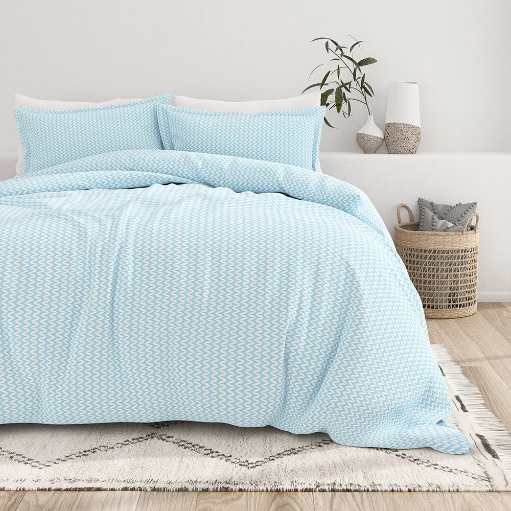 Chevron Pattern 3-Piece Duvet Cover Set - Soft Puffed Texture Bedding for Cozy Comfort - Perfect for Master Bedroom, Guest Room & Dorm Decor