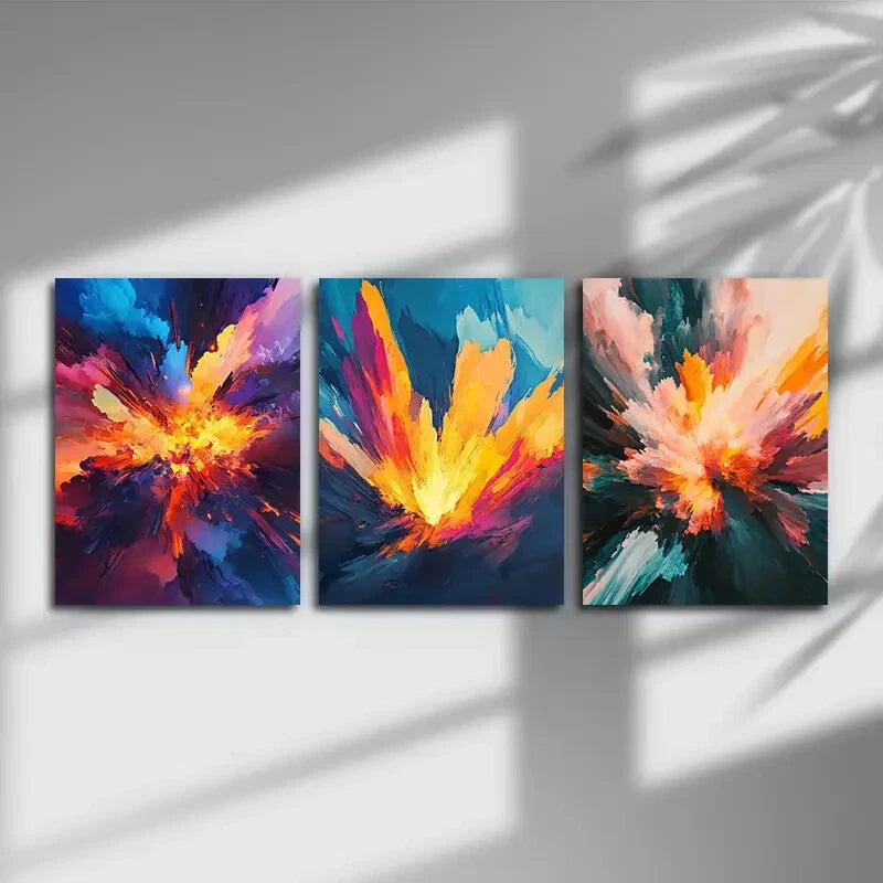 3-Piece Abstract Caramel Yellow Metal Wall Art Prints - Modern Home Decor for Living Room, Bedroom & Office - Ready to Hang Framed Canvas Paintings