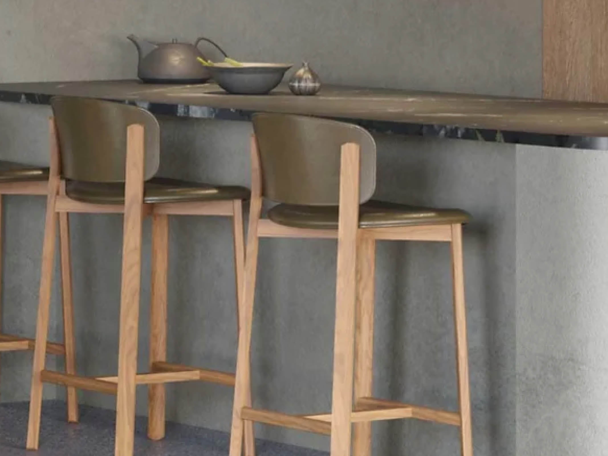 Pinta Stool - Modern Wooden Bar Stool with Backrest for Kitchen, Dining & Home Decor | Perfect for Breakfast Nook, Counter Height Tables & Small Spaces