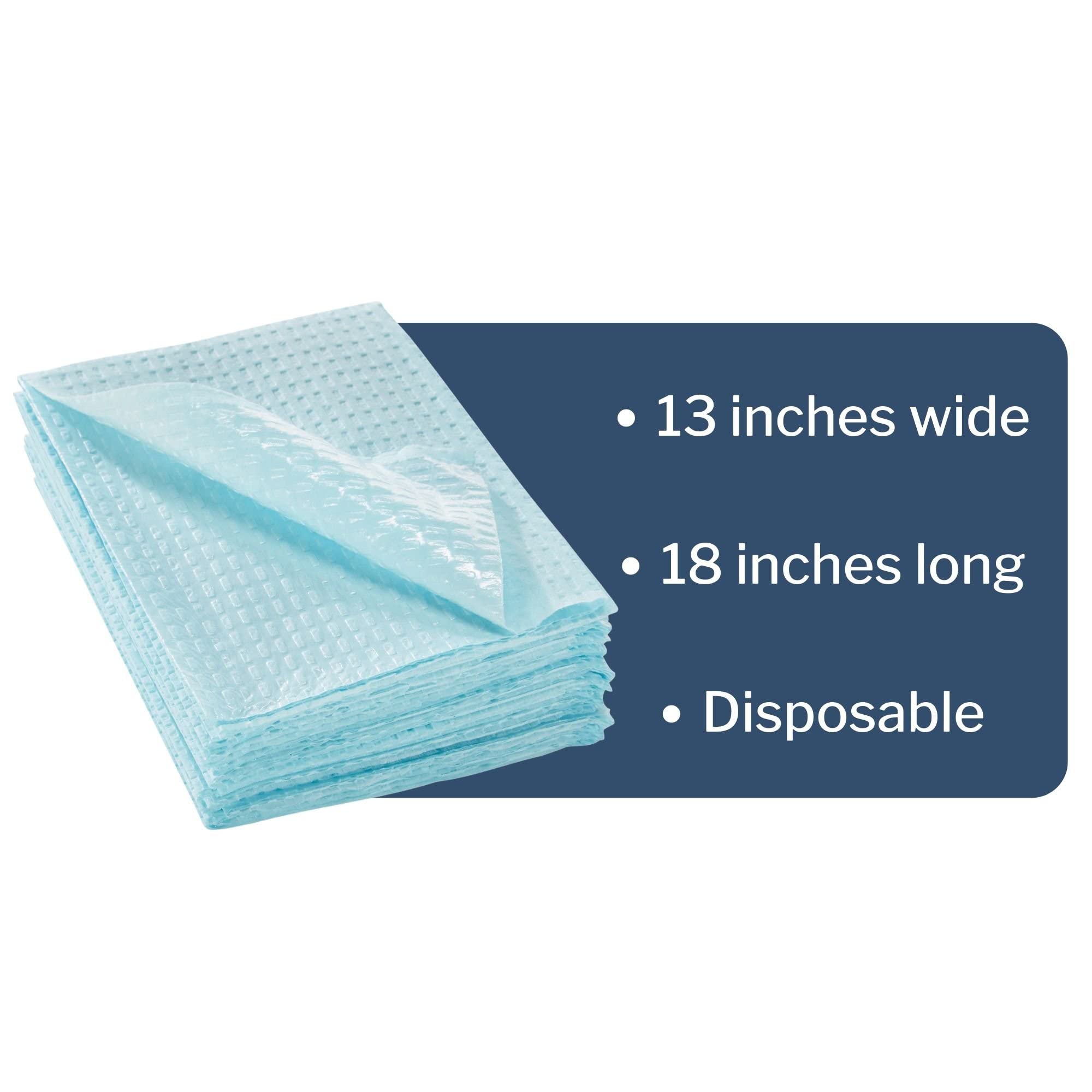 McKesson Disposable Towels [500 Pack] - 13x18 Inch 2-Ply Poly Back Waffle Embossed Blue - Ideal for Dental Bibs, Nail Salons, Tattoo Parlors, Medical & Beauty Procedures - Soft Absorbent Towels for Hygienic Single-Use Applications