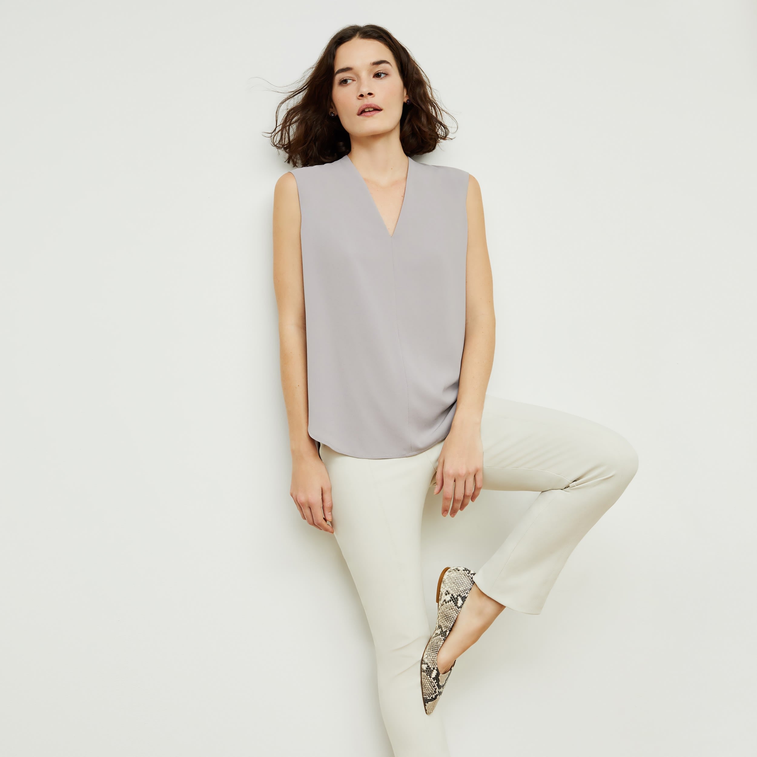 Foster Cigarette Pants for Women - High Waisted Stretch Work Pants in Bone Color - Perfect for Office, Business Casual & Travel