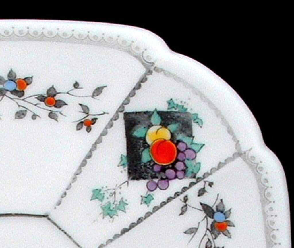 Vintage Shelley Fruit & Diamonds Queen Anne Square Paneled Art Deco Saucer - 1912 Collectible Fine China for Afternoon Tea & Display