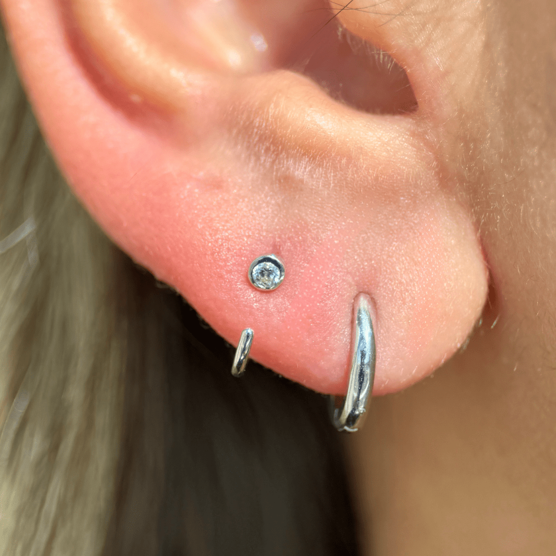 14K White Gold Cubic Zirconia Ear Cuff - Elegant Cartilage Hoop Earrings for Women | Perfect for Parties, Weddings & Everyday Wear