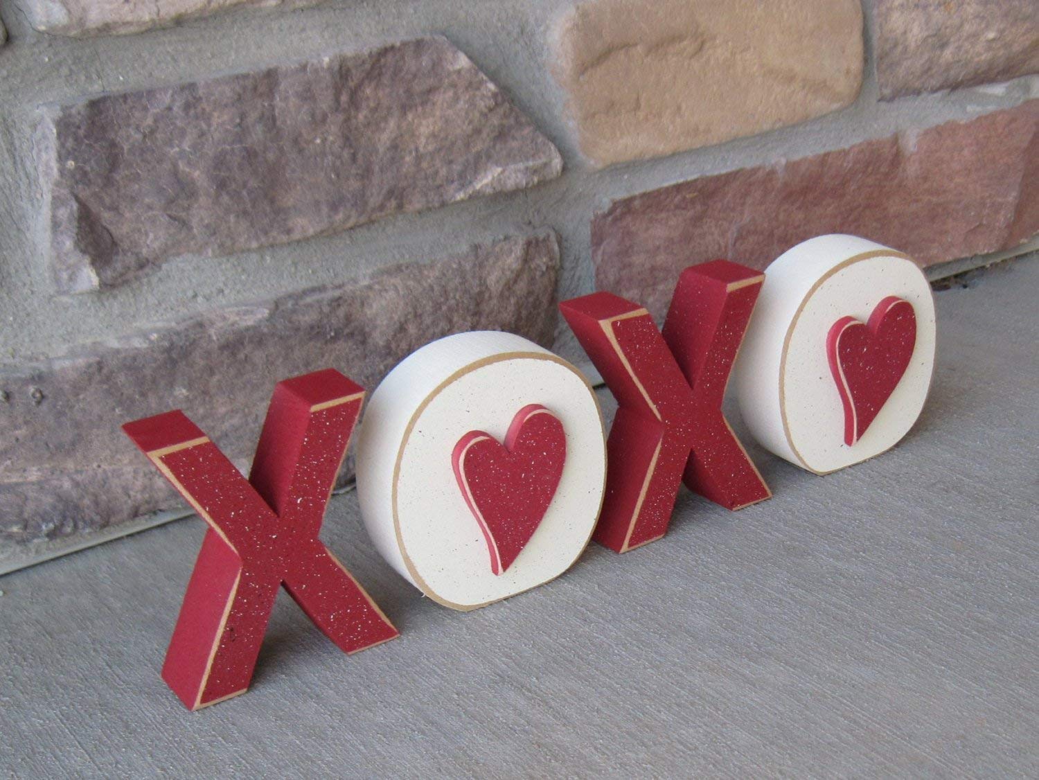 XOXO Blocks - Valentine's Day Wooden Decorative Letters for Shelves, Desks, Mantles & Home Decor | Perfect for Romantic Gifts, Wedding Decorations & Cozy Living Room Accents