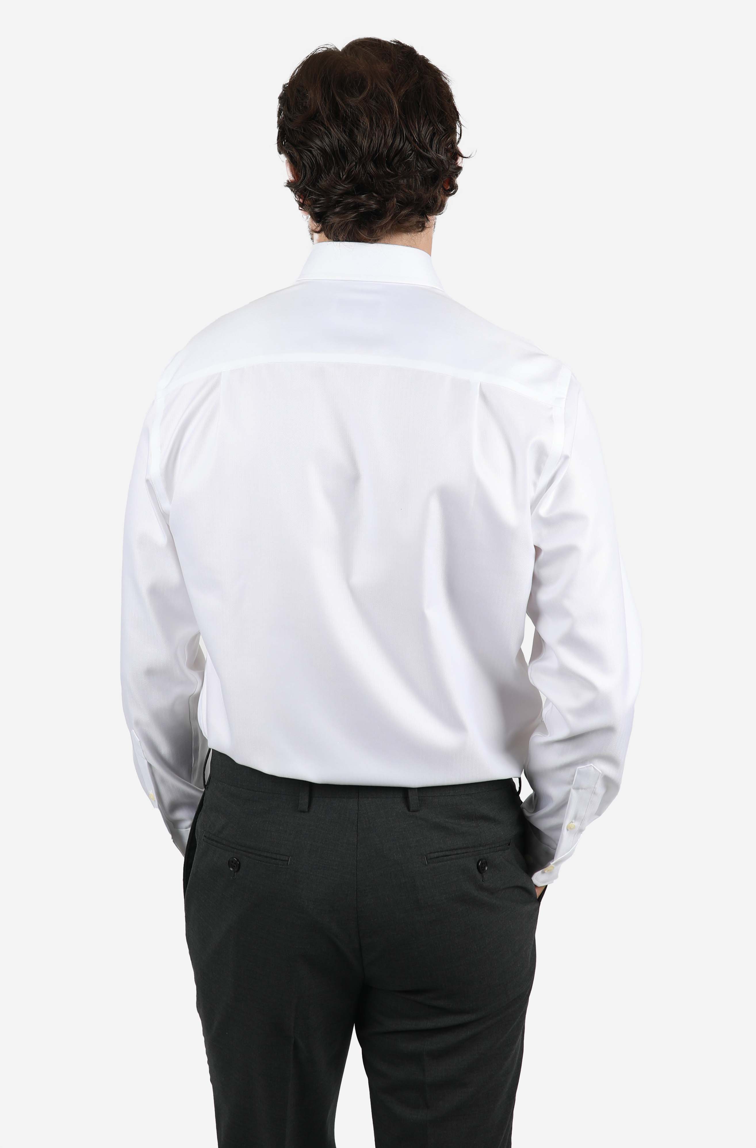 White Micro Twill Shirt for Men - Contemporary Fit Casual Button Down Shirt | Perfect for Office, Business Meetings & Smart Casual Outfits