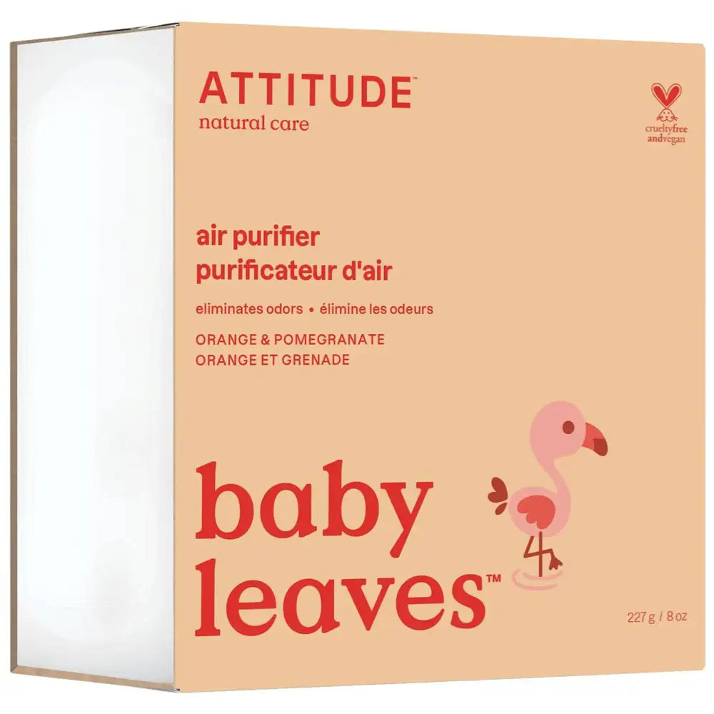 Attitude Baby Leaves Air Purifier - Orange & Pomegranate Scent, 8 oz (227g) | Natural Room Freshener for Nursery, Bedroom & Living Space