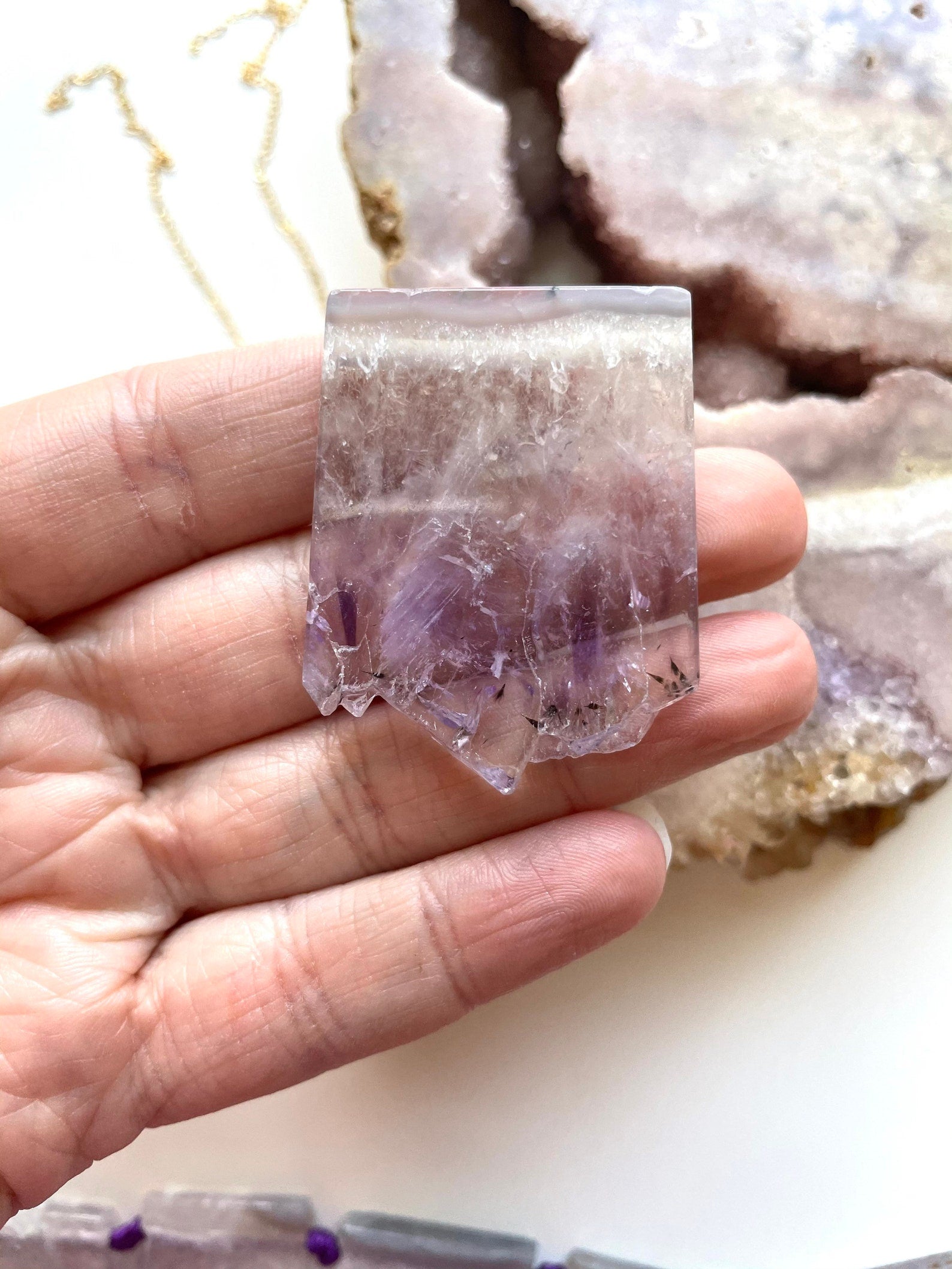 Natural Raw Amethyst Slice Crystal Pendant Necklace for Women - Healing Stone Jewelry for Meditation, Energy Balancing & Spiritual Gifts