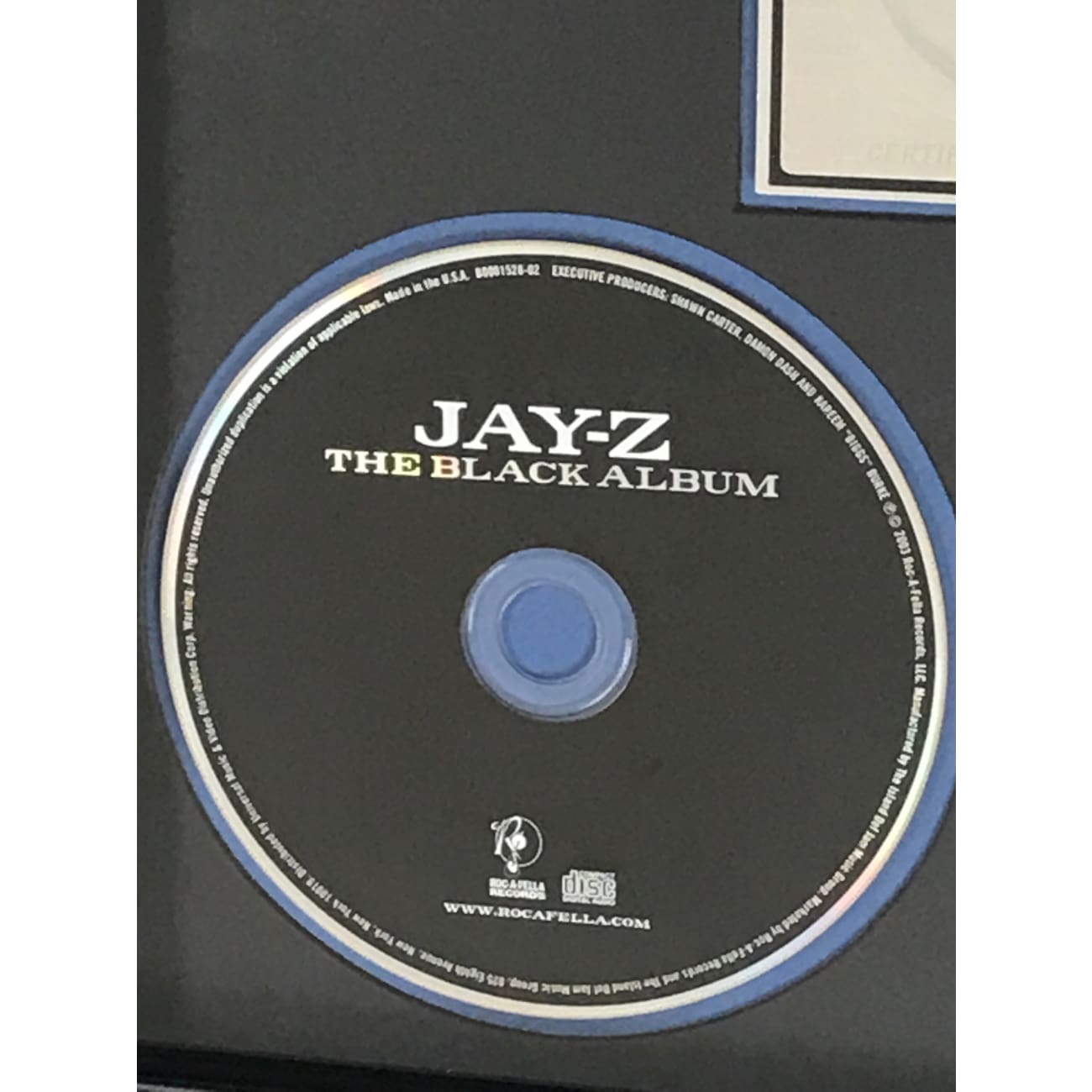 Jay Z The Black Album RIAA 3x Multi Platinum Award - Rare Collectible Music Memorabilia - Perfect for Music Fans & Collectors - Display in Home, Office or Music Studio