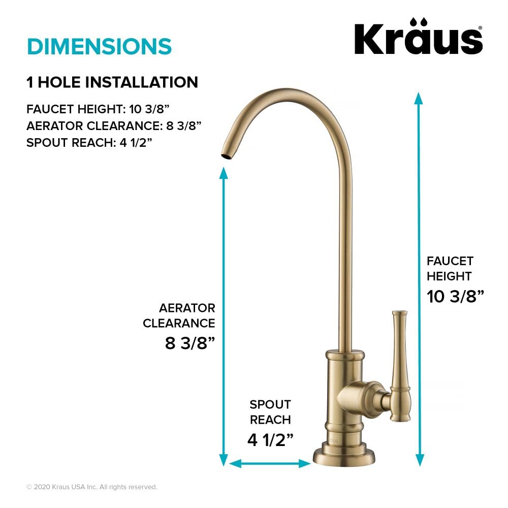 KRAUS Allyn 100% Lead-Free Brushed Gold Kitchen Water Filter Faucet - FF-102BG | Perfect for Clean Drinking Water & Modern Kitchen Designs