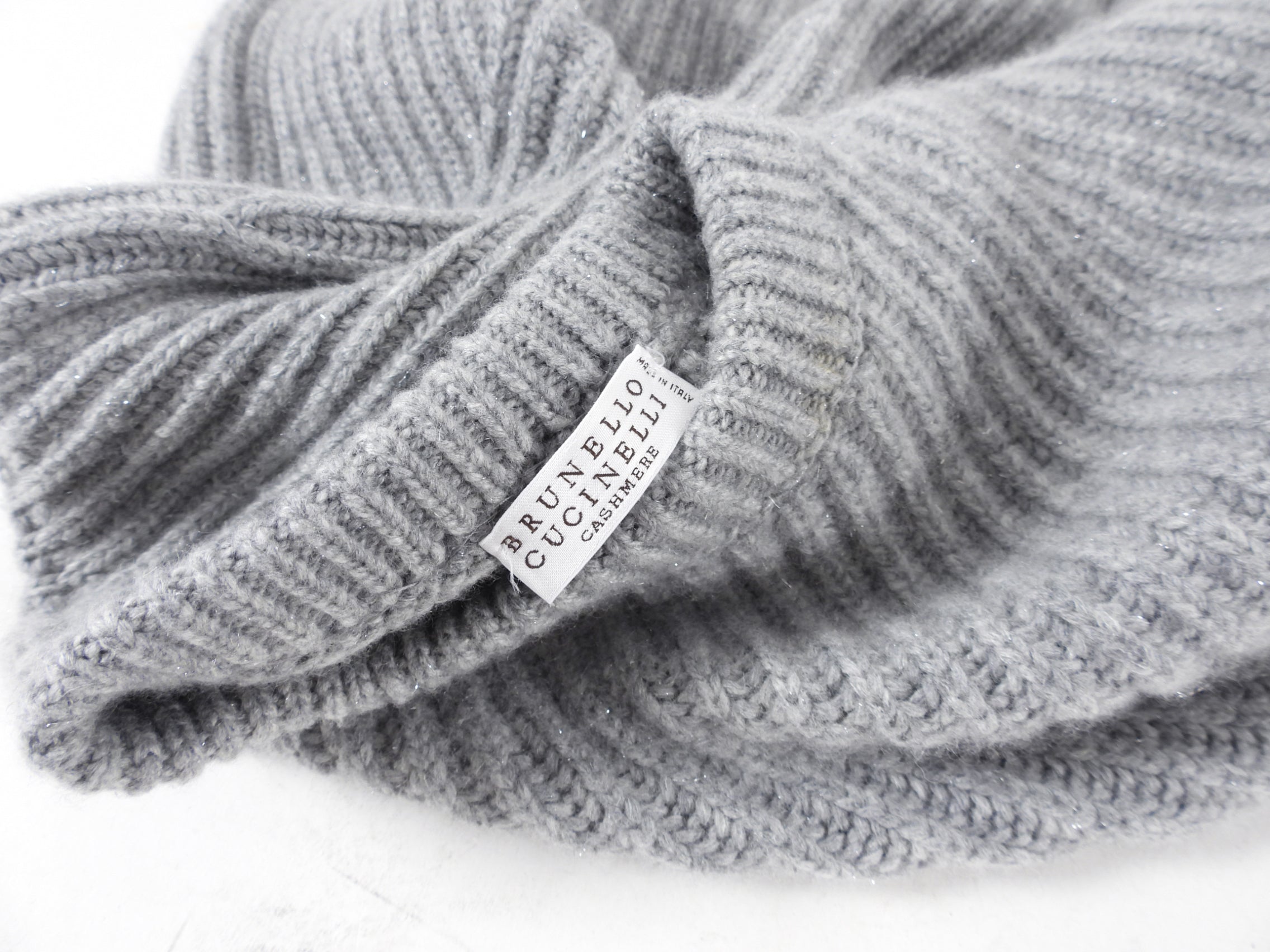 Brunello Cucinelli Light Grey Shimmer Cashmere Sweater for Women | Soft Luxury Knitwear | Perfect for Office, Date Night & Winter Travel
