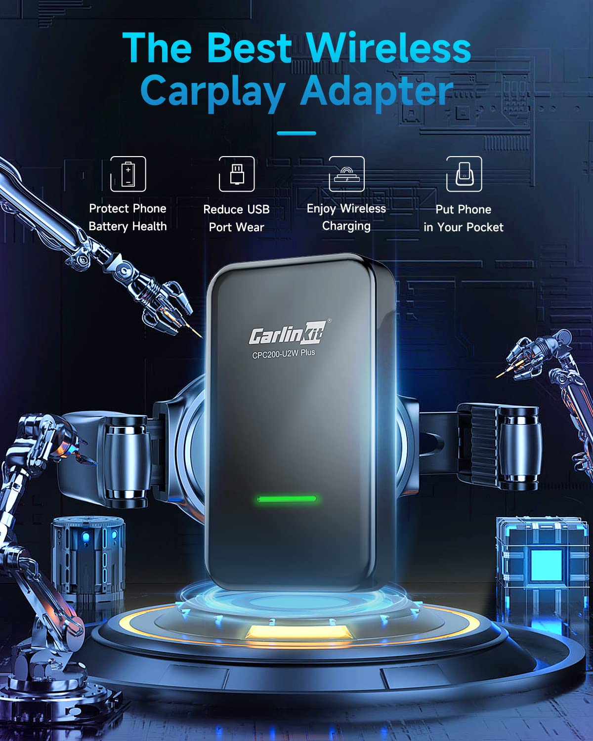 Carlinkit 3.0 Wireless CarPlay Adapter 2025 - Convert Wired CarPlay to Wireless for iPhone iOS 10+ (2015+ Car Models) | Seamless Music, Navigation & Calls While Driving