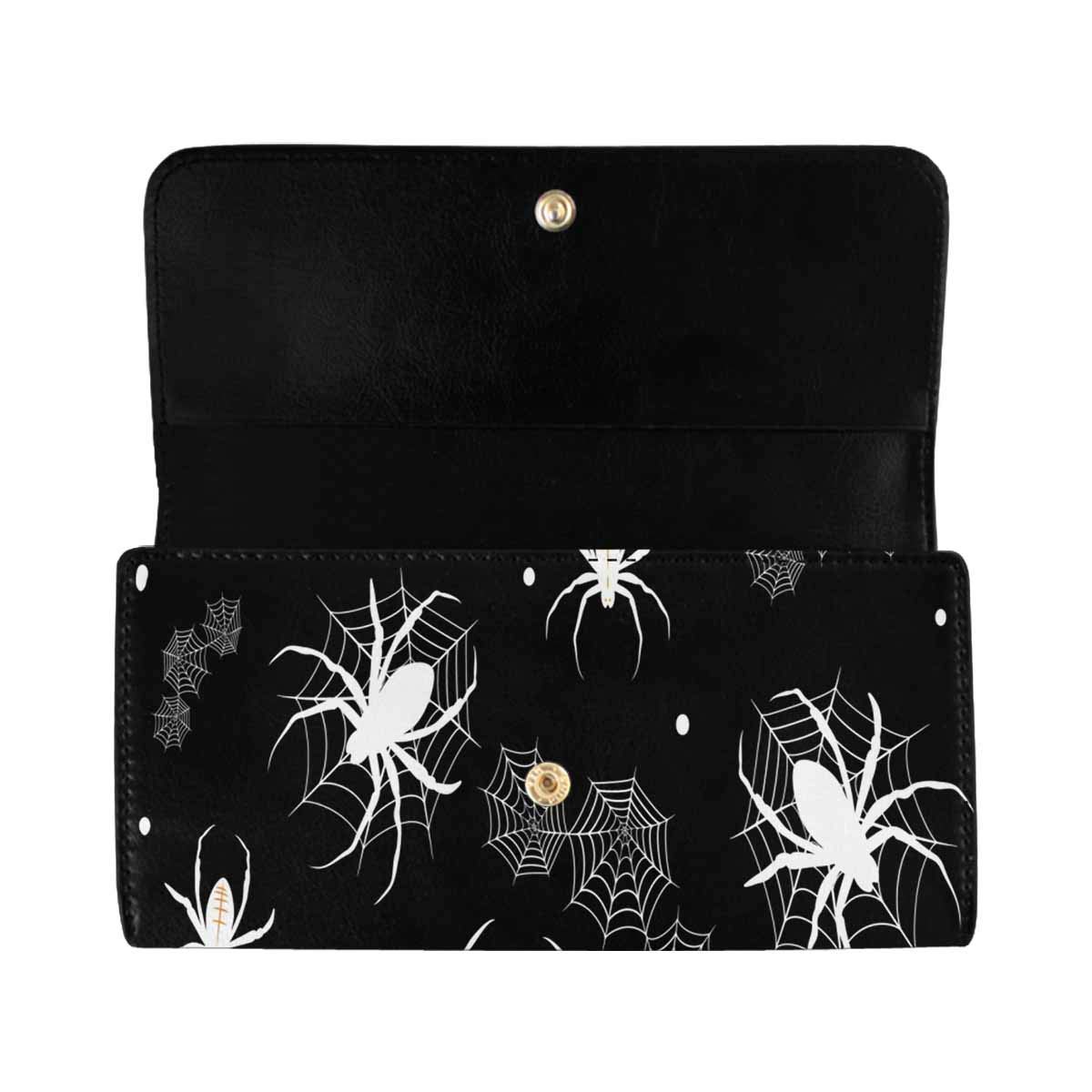 **Spider Web Design Women's PU Leather Trifold Wallet - Stylish Long Clutch Card Holder for Everyday Use & Evening Events**