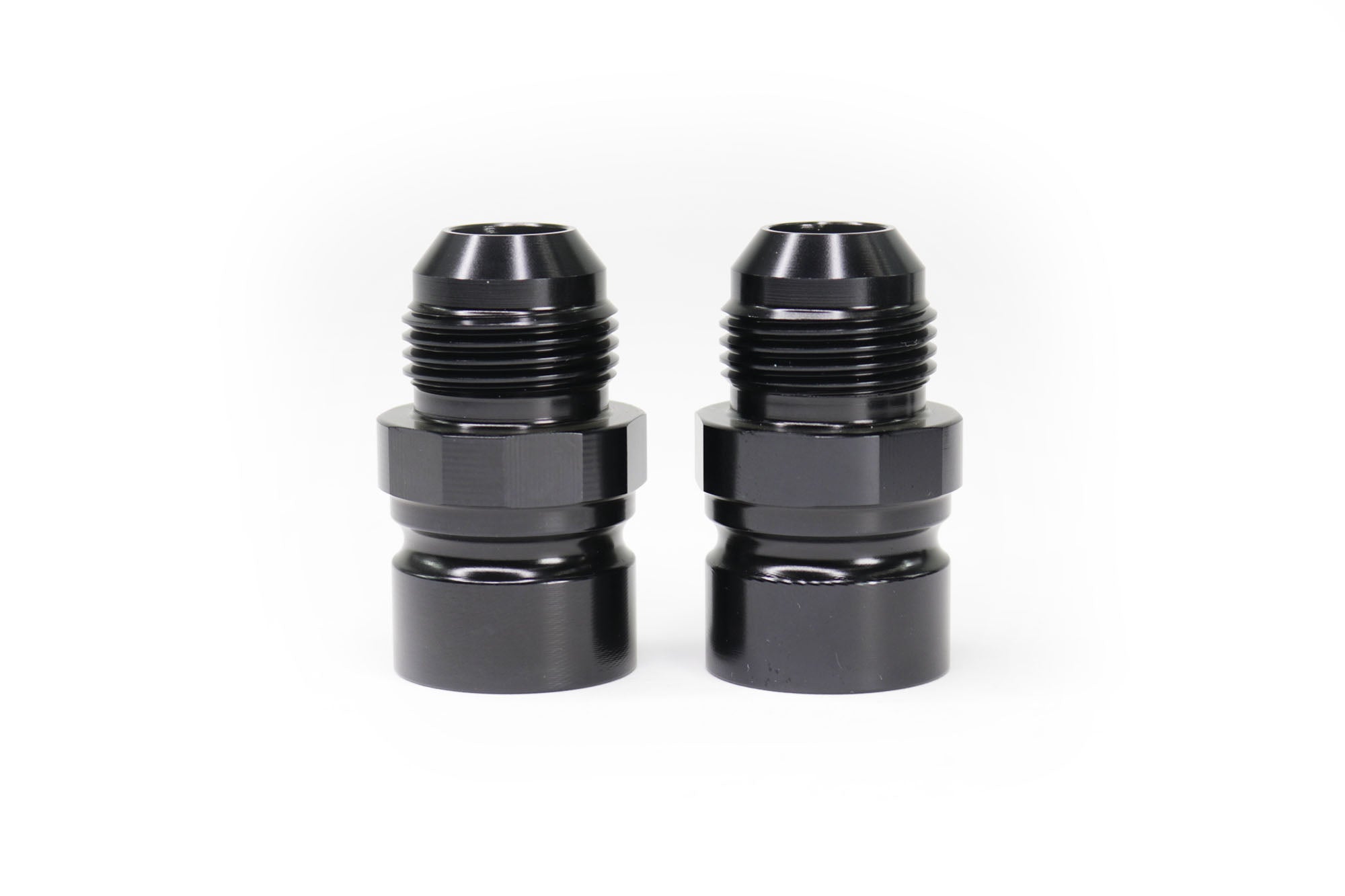 Black Anodized Billet Burn Down Breather Quick Release Fittings (Pair) - High Performance Automotive & Racing Applications