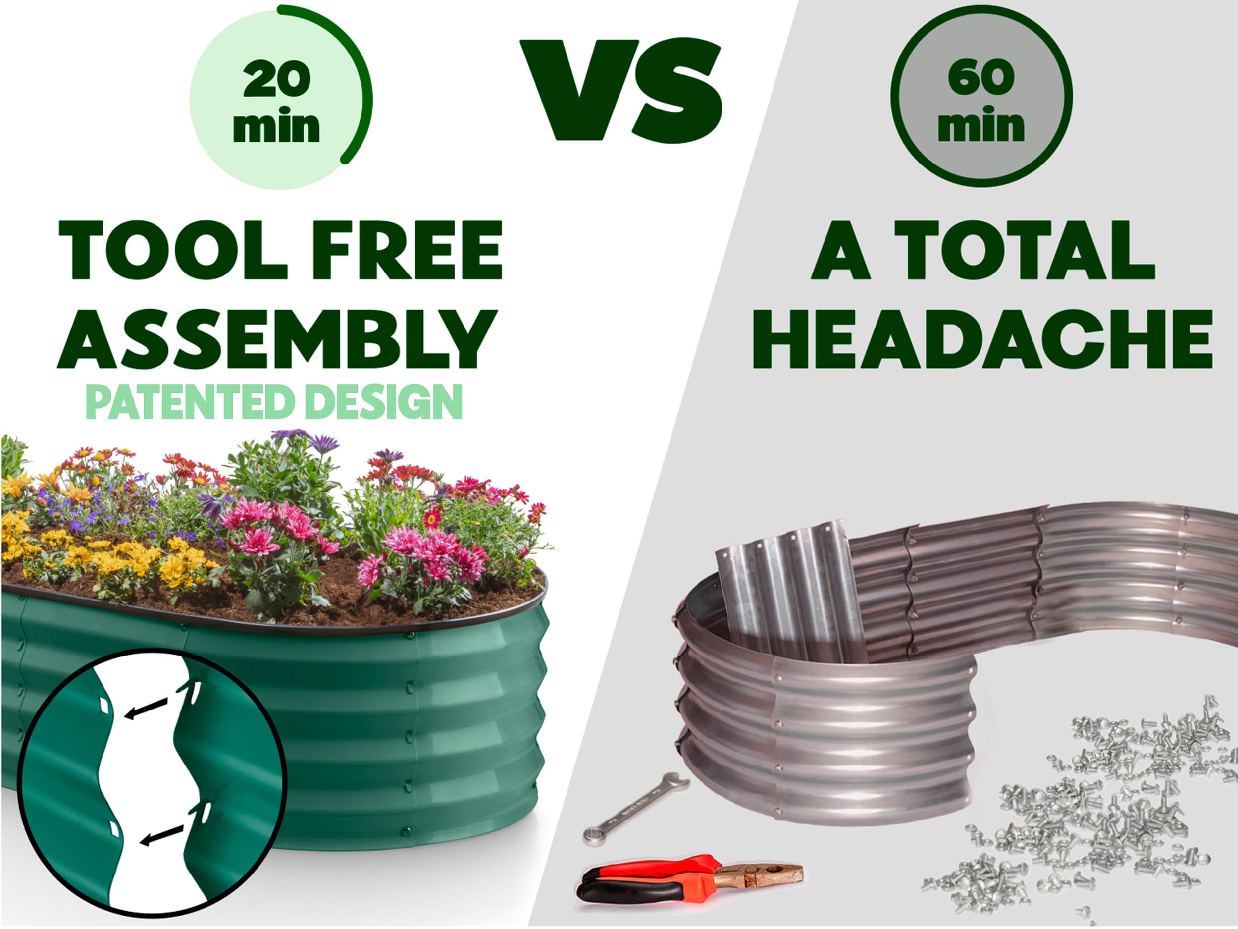 Galvanized Raised Garden Beds Outdoor - 4×2×1 ft (2-Pack) Metal Planter Box for Vegetables, Flowers & Herbs - Dark Green Patented Tool-Free Design - Perfect for Backyard, Patio & Urban Gardening