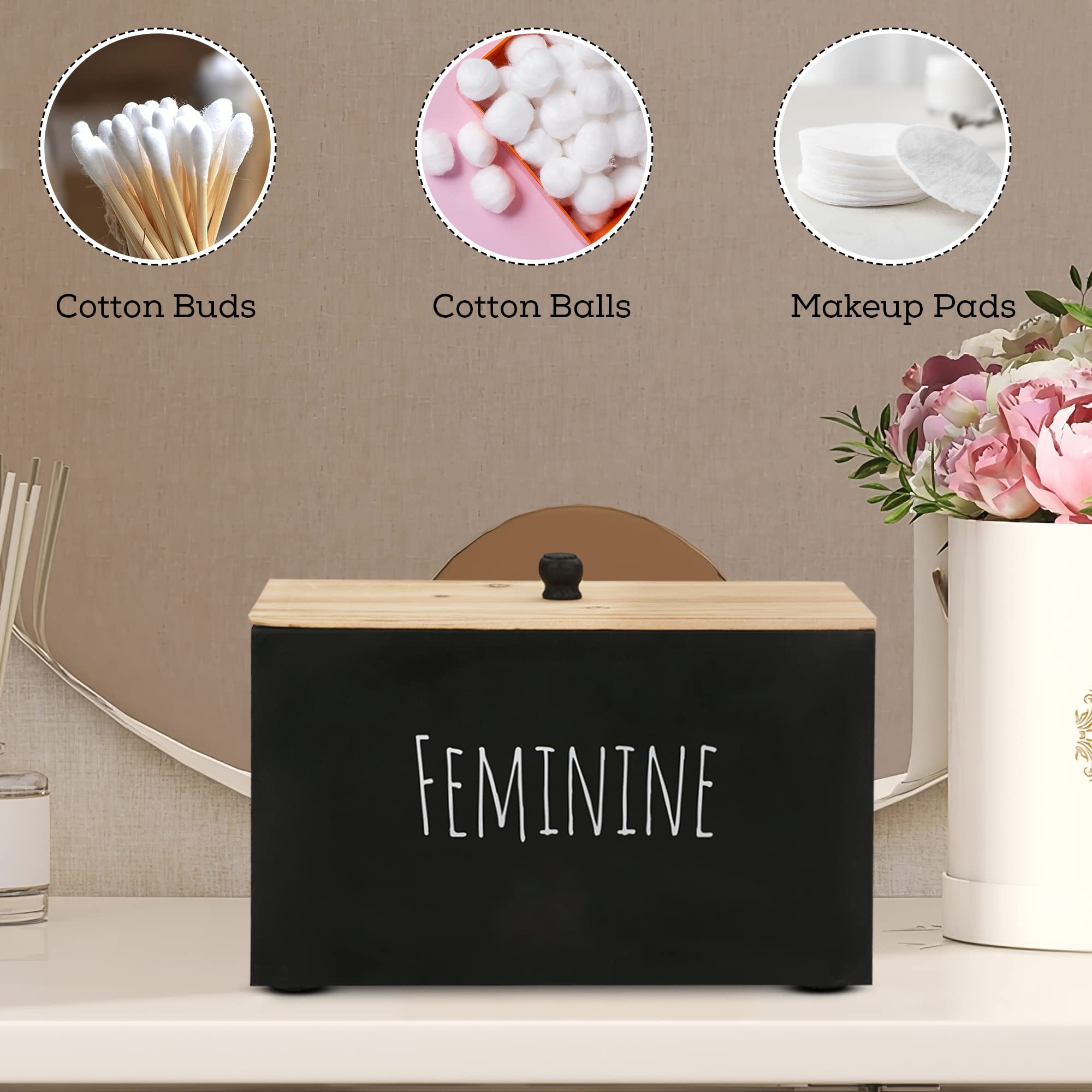 Wooden Tampon Holder for Bathroom - Rustic Farmhouse Decor & Organizer