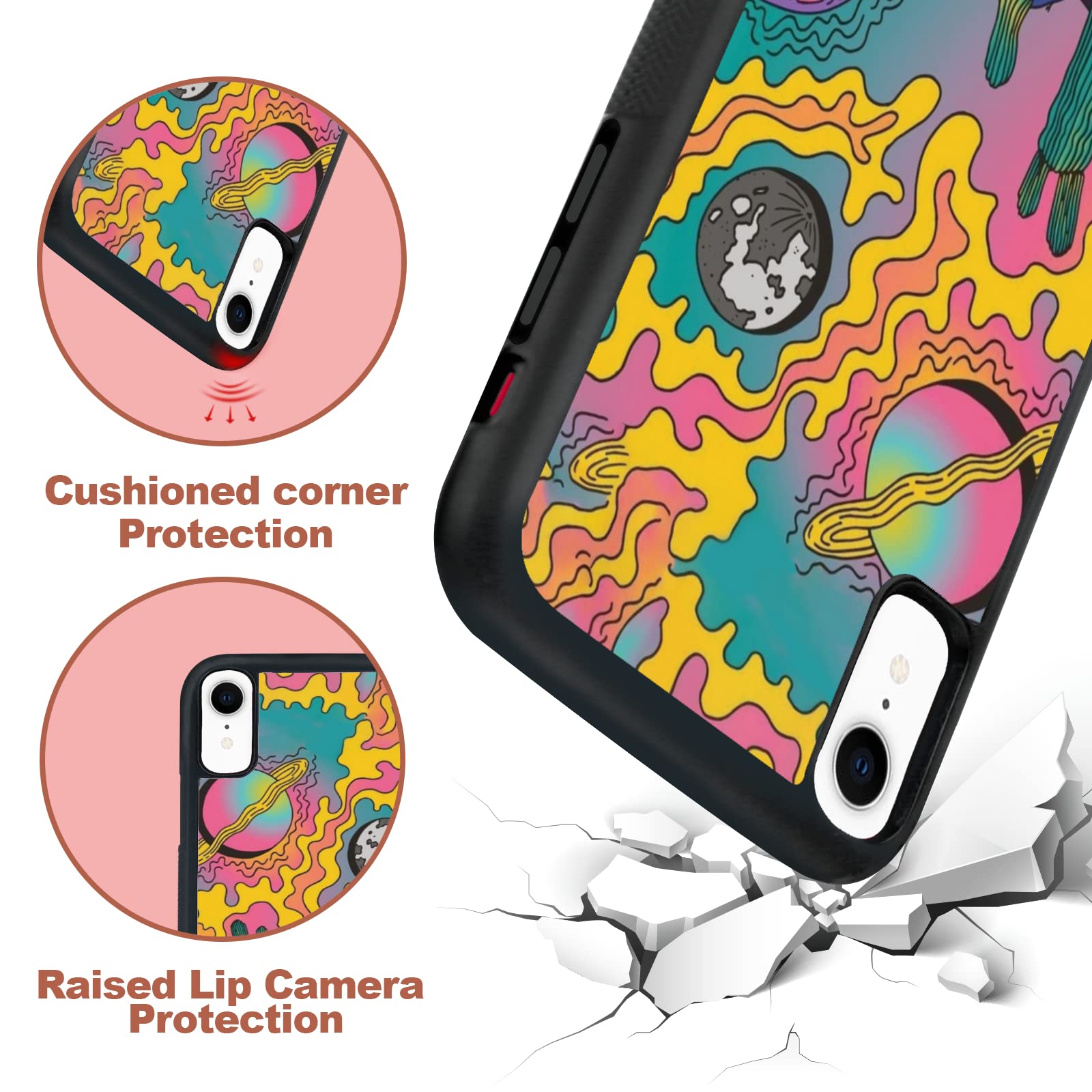 Trippy Western Phone Case for iPhone XR - Retro Hippie Cactus Design | Perfect for Music Festivals & Boho Style Lovers