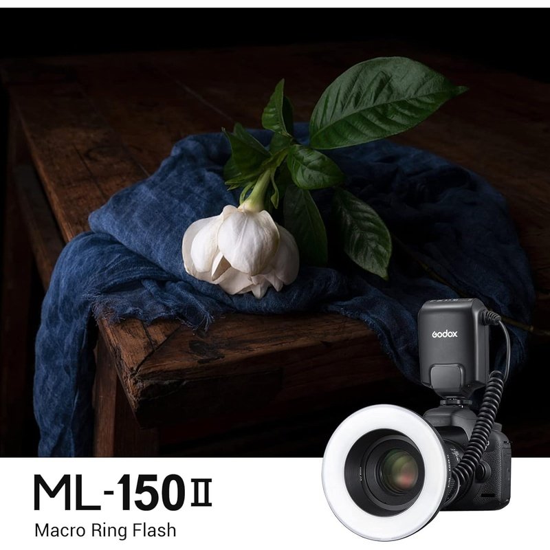 Godox ML150II Macro On-Camera Ring Light Flash for Jewelry, Food & Product Photography - Perfect for Close-Up Shots, YouTube Videos & E-commerce Listings