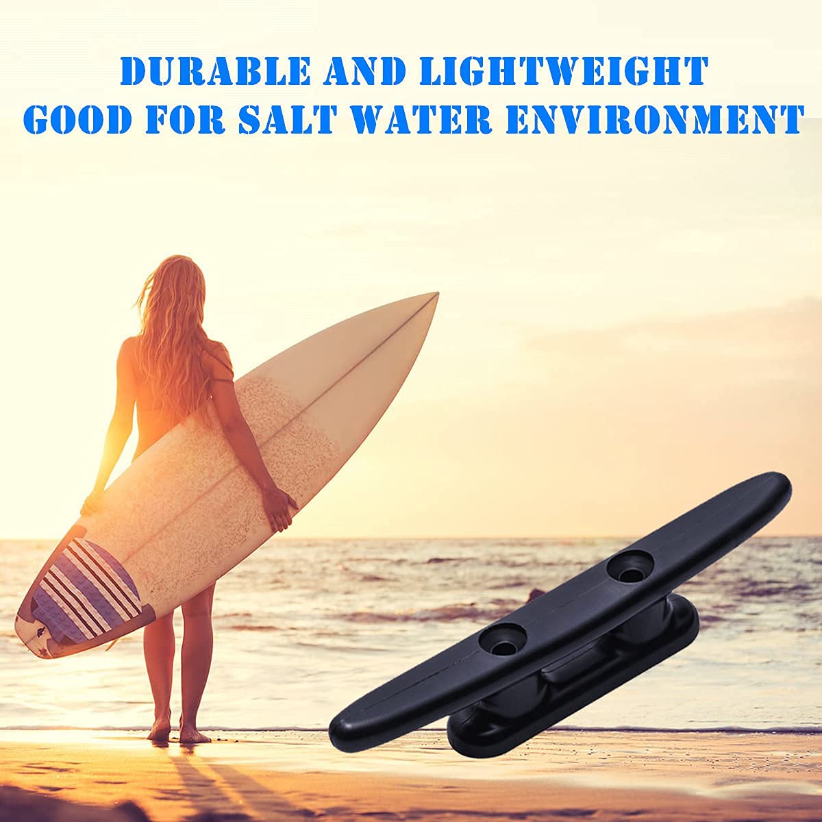 6 Inch Heavy Duty Nylon Boat Dock Cleats (4 Pack) - Black Marine Grade Cleats for Docking Boats, Canoes, Pontoons, Yachts & Kayaks - Perfect for Secure Mooring, Rope Tie-Downs and Watercraft Anchoring