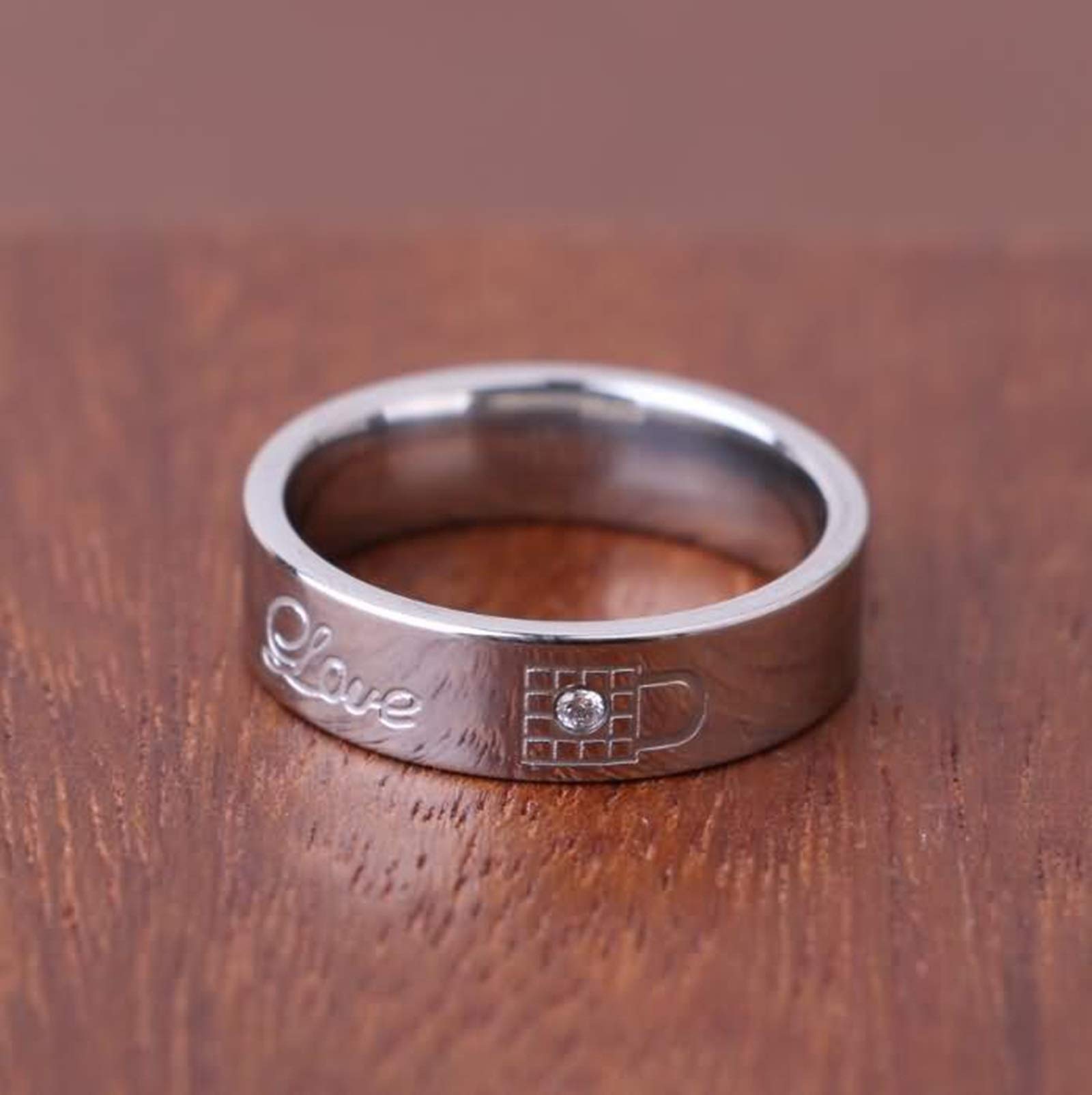 KnSam Couple Ring Sets - Stainless Steel Engraved Love Lock & Key Matching Rings (Size 5-13) - Romantic Anniversary Gifts for Couples, Wedding Bands, Valentine's Day Jewelry