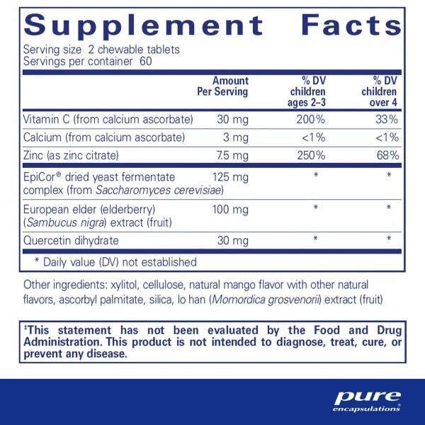 PureDefense Immune Support Chewable Tablets for Adults & Kids - Boosts Immunity, Vitamin C & Zinc Supplement - Great for Travel, School & Daily Wellness