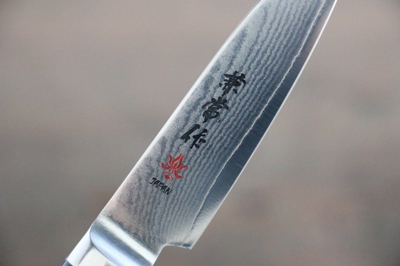 Kanetsune VG10 33-Layer Damascus Petty Utility Knife 80mm - Japanese Stainless Steel Kitchen Knife with Ergonomic Plastic Handle - Perfect for Slicing, Chopping & Precision Cutting in Home & Professional Kitchens