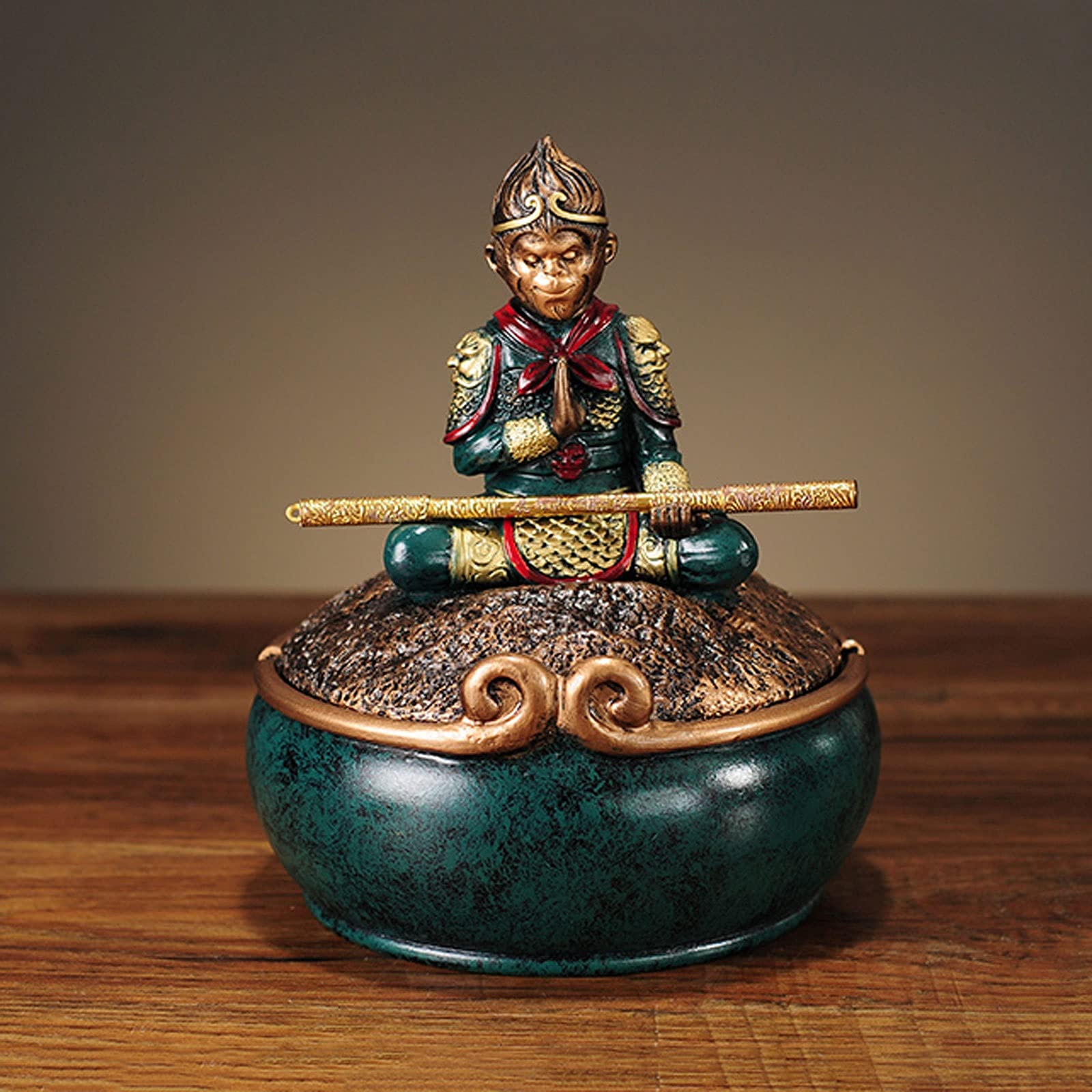 Monkey King Resin Statue - Sun Wukong Figurine for Home & Office Decor, Housewarming Gift, Chinese Mythology Collectible - Perfect for Bookshelf, Desk & Living Room Display