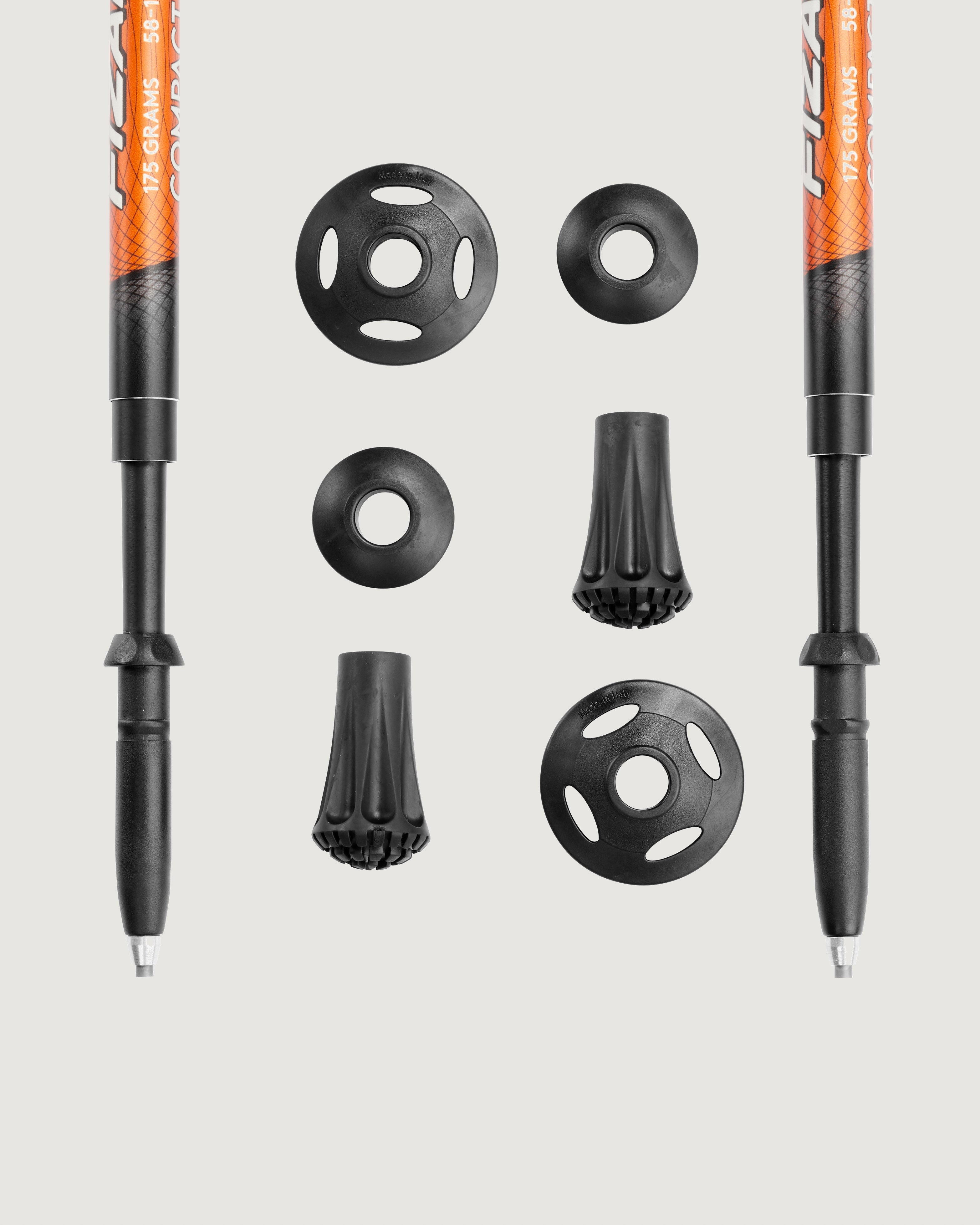 Fizan Compact Pro Trekking Poles Pair - Lightweight & Durable Hiking Sticks for Men & Women - Perfect for Backpacking, Trail Running & Mountain Climbing - Orange