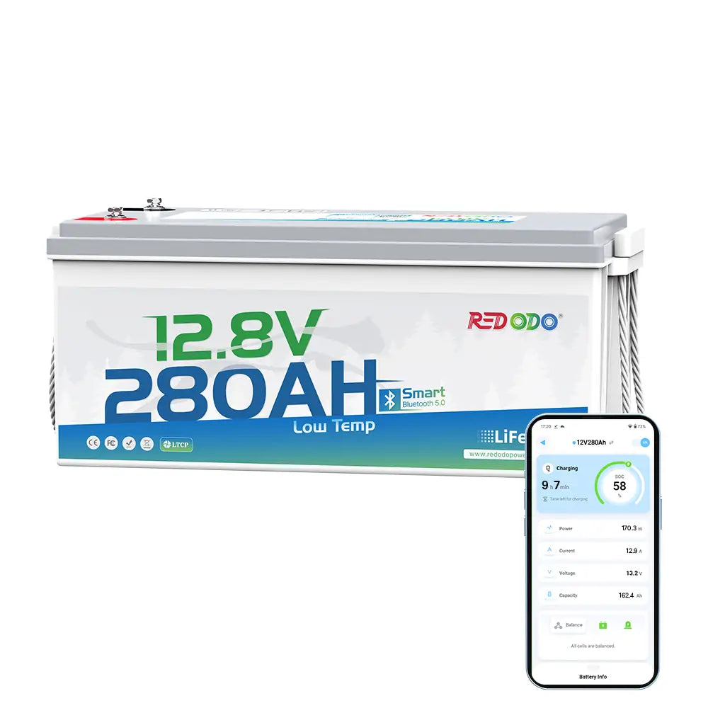 Redodo 12V 280Ah Deep Cycle Lithium Battery with Bluetooth & Low Temperature Protection - Perfect for RV, Marine, Solar Power Systems, Off-Grid Living & Emergency Backup Power