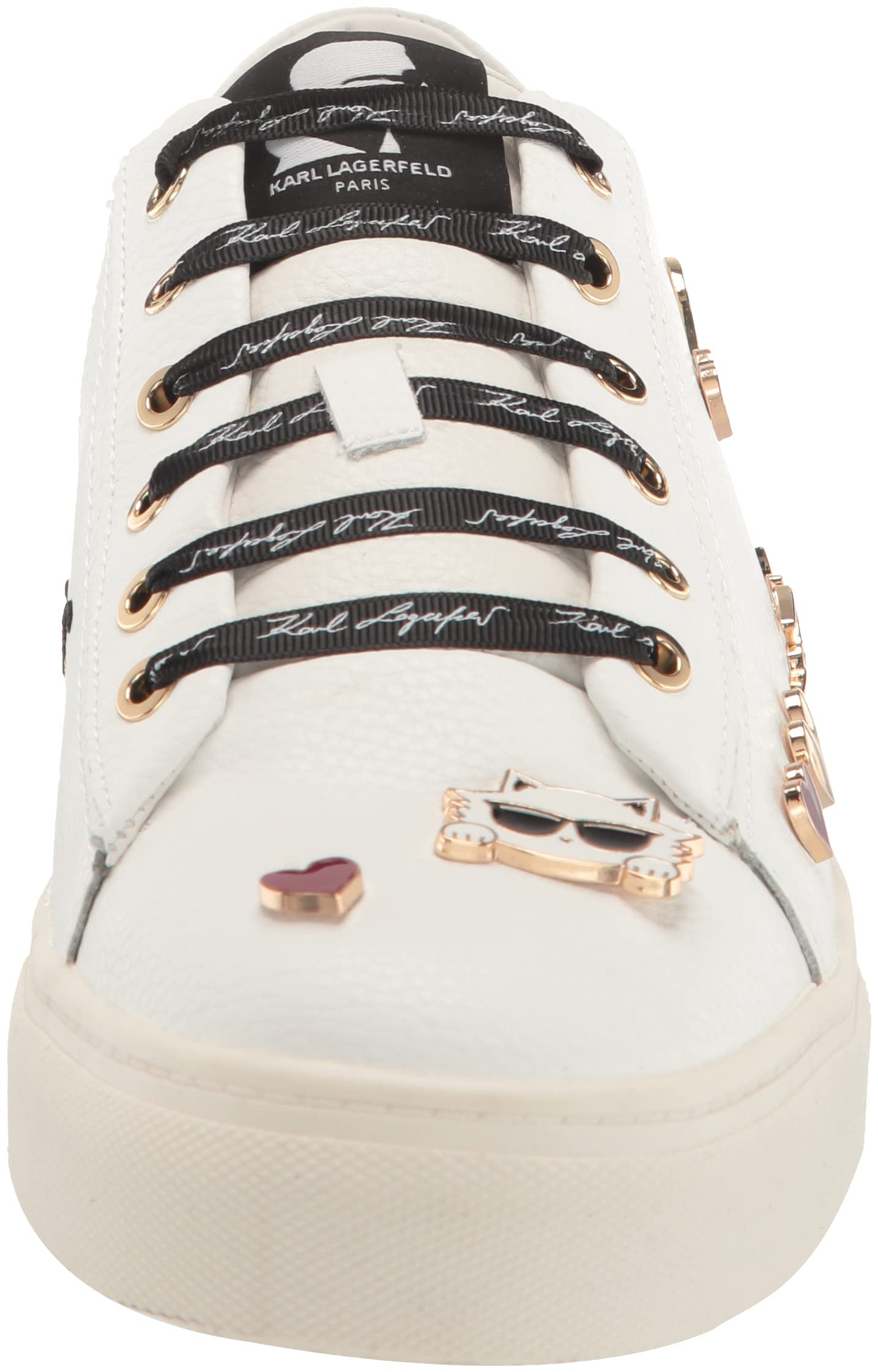 Karl Lagerfeld Paris Women's Cate Pins Sneakers - Fashion White Leather Low Top Lace Up Casual Shoes for Women | Perfect for Daily Wear, Office & Street Style Outfits