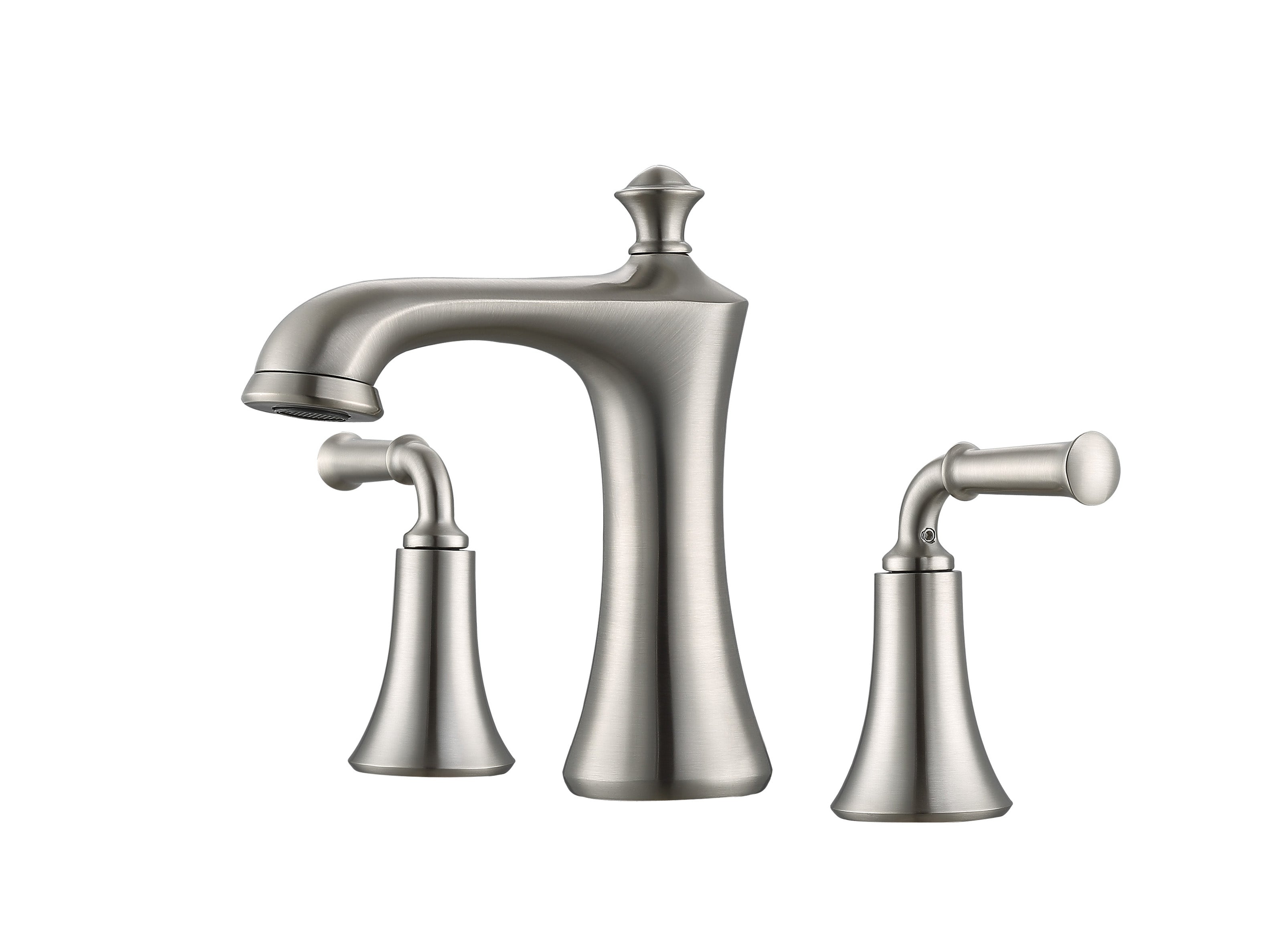 Peonia Brushed Nickel Widespread Bathroom Faucet - Modern 8-inch Centerset Bath Sink Faucet with High Arc Spout for Vanity, Powder Room & Guest Bath Installation