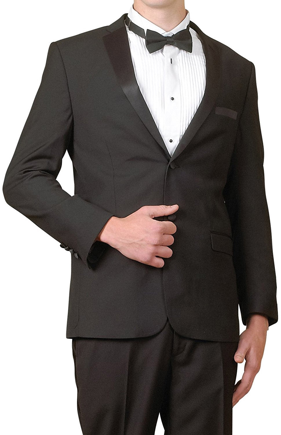 Premium Men's 5-Piece Super 140s Slim Fit Tuxedo Suit Set - Jacket, Pants, Dress Shirt, Bow Tie & Cummerbund for Weddings, Prom & Formal Events