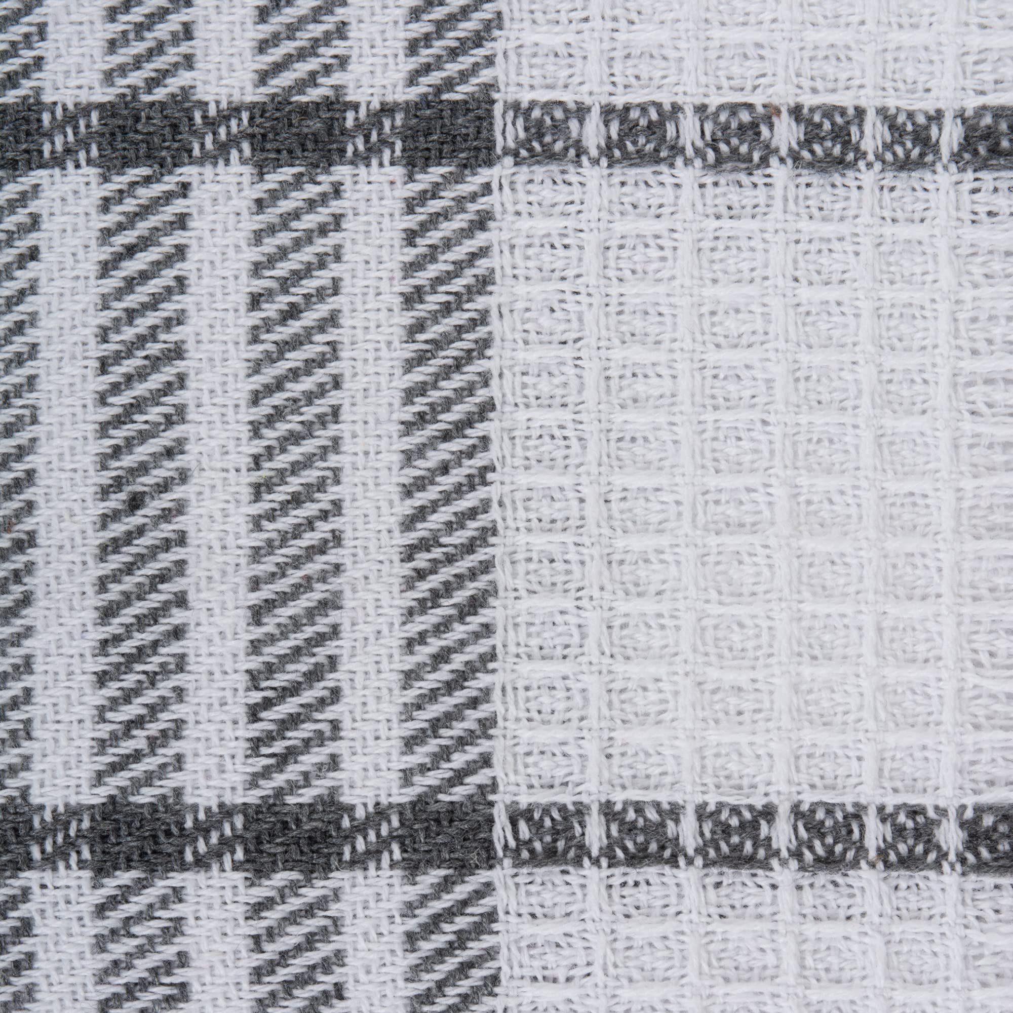 Premium Set of 12 Gray & White Waffle Weave Dish Towels - 13