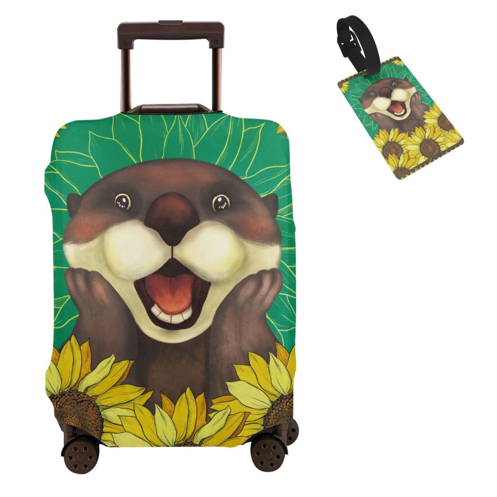 Sunflower Otter Washable Luggage Cover with Concealed Zipper - Scratch-Resistant Suitcase Protector for 18-32 Inch Bags | Perfect for Air Travel, Vacation & Business Trips