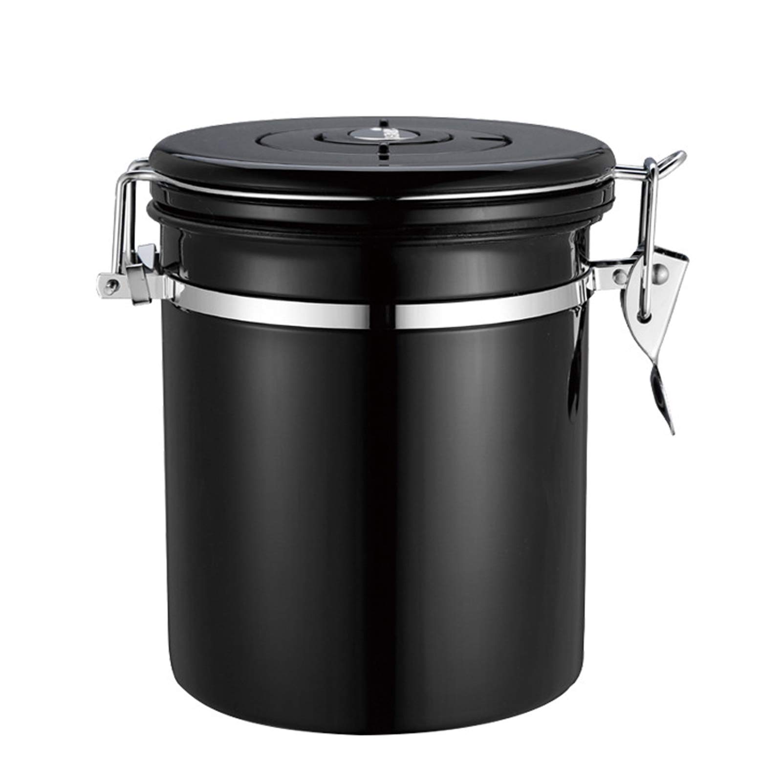 Premium Stainless Steel Airtight Coffee Canister - 1.8L Large Capacity Coffee Bean Storage Container for Kitchen, Black & Silver - Perfect for Fresh Coffee Beans, Tea Leaves & Dry Food Storage - Ideal for Home, Office & Cafe Use