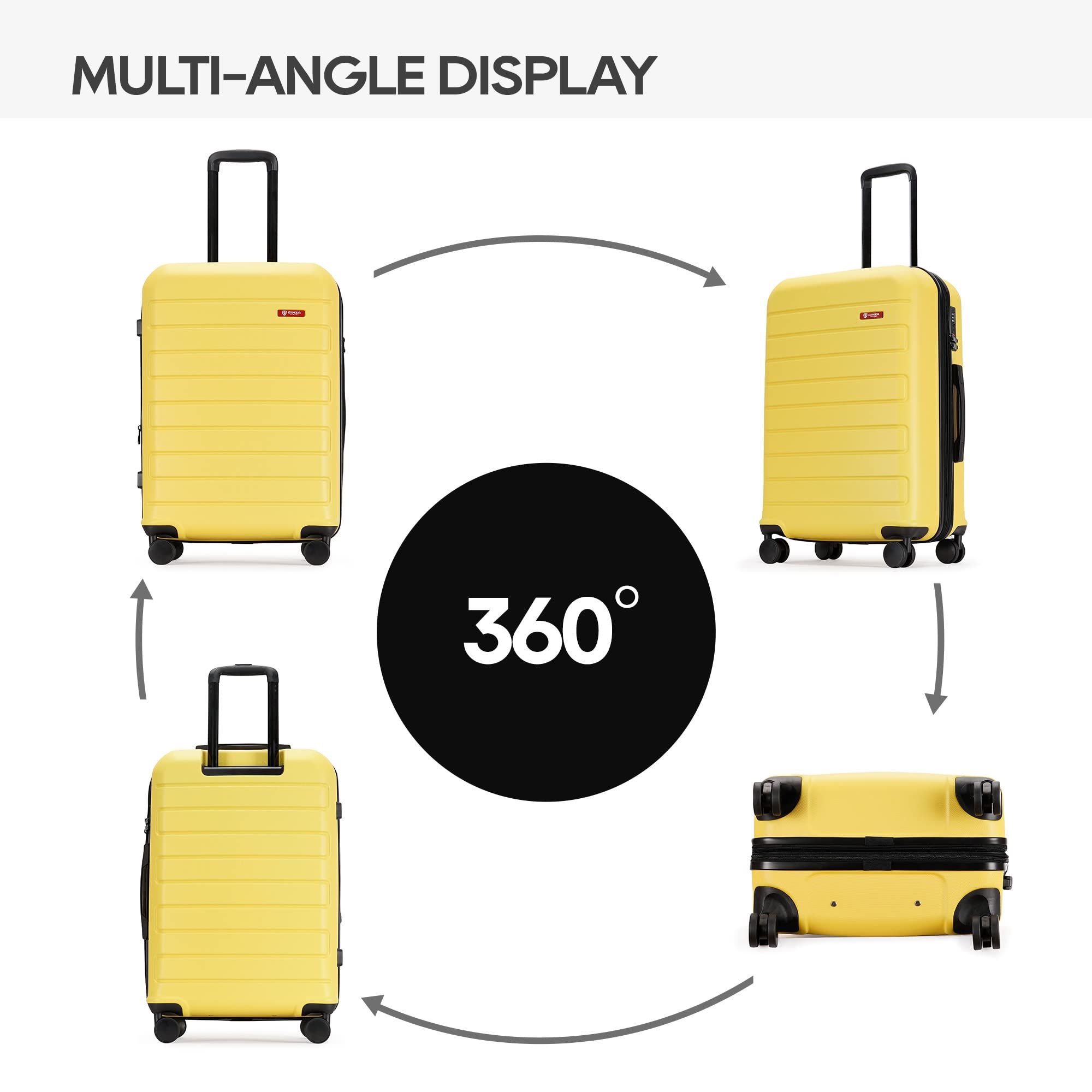 ABS Luggage with TSA Locks - 28-Inch Large Expandable Suitcase, Yellow Spinner with Friction-Resistant Wheels | Perfect for International Travel & Business Trips