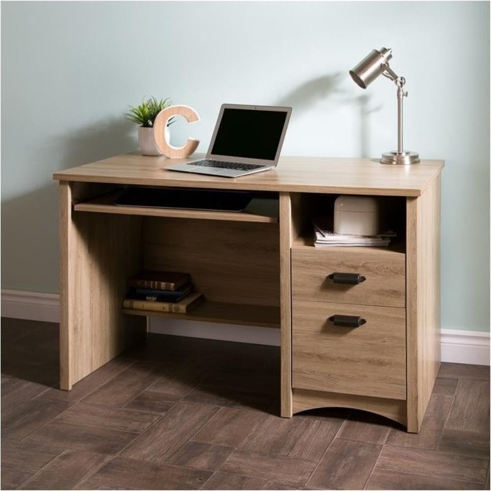 Atlin Designs Rustic Oak Computer Desk - Modern Home Office Desk for Work & Study - Perfect for Small Spaces & Remote Work