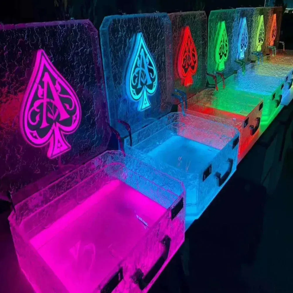 Custom Rechargeable LED Ace of Spade Champagne Bottle Carrier with Logo - Wedding, Nightclub, Party, Lounge & Bar Accessories - Perfect for Celebrations, VIP Events & Club Promotions