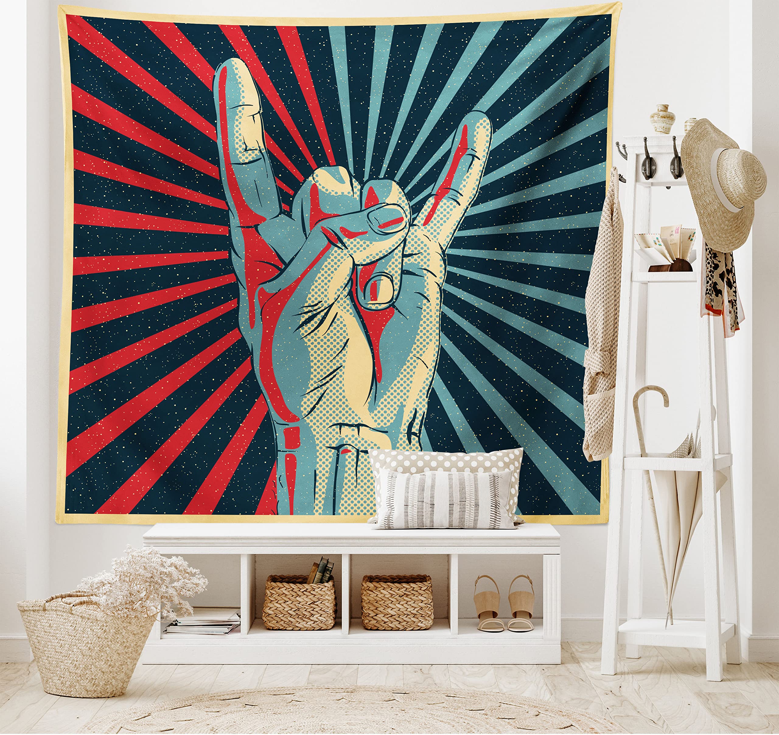 Ambesonne Rock Music Tapestry - Heavy Metal Wall Art for Bedroom & Dorm Decor